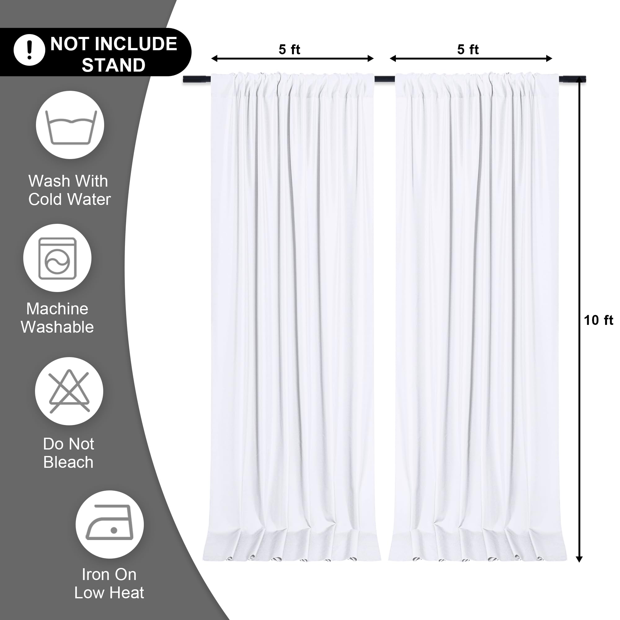 Dwcn 10X10 Ft White Backdrop Curtains For Parties, Photography Backdrop Drapes With Rod Pockets For Wedding Decorations Stage Bi