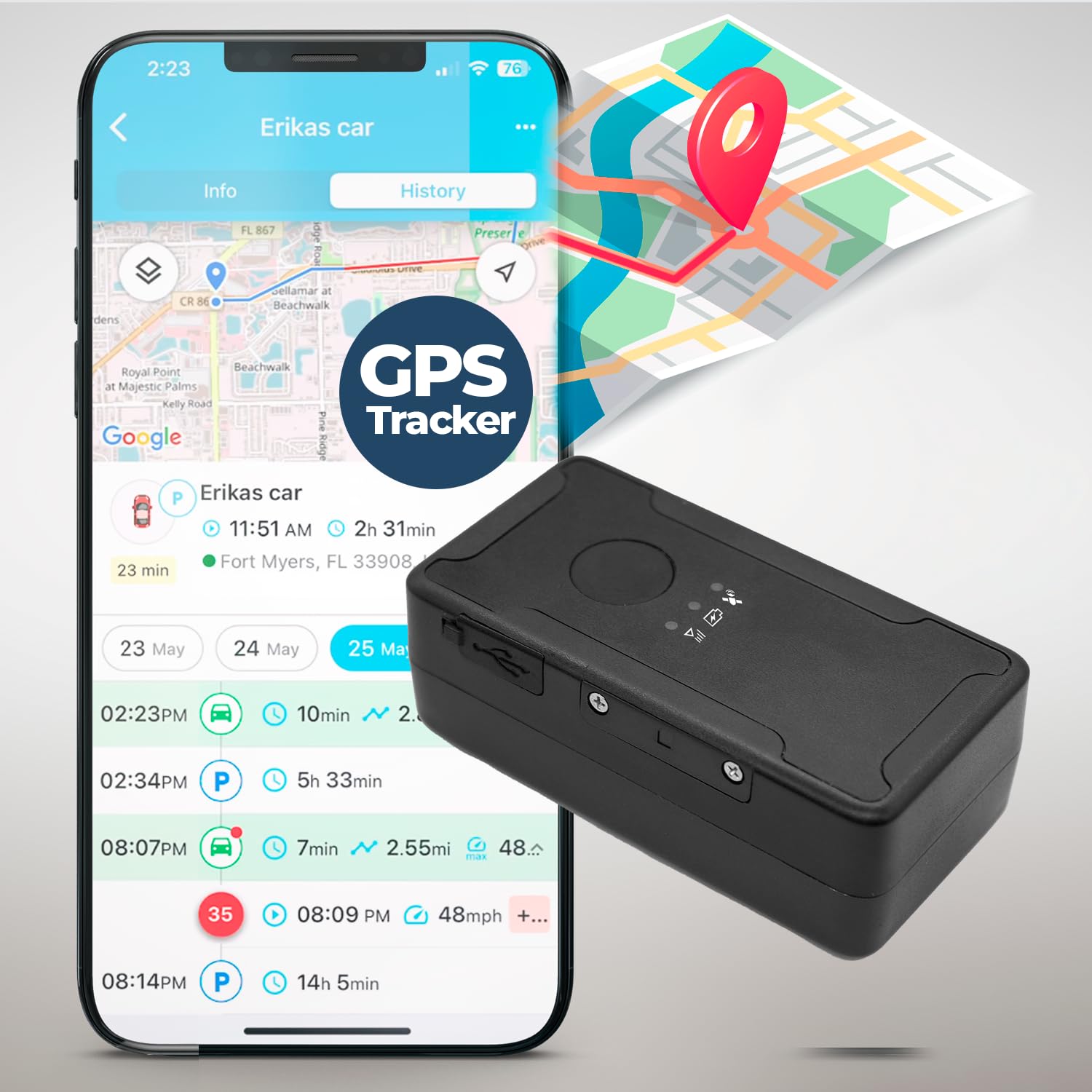 Gpsnvision Magnetic Car Gps Tracker Small   Hidden Tracker For Vehicles   Portable Real Time Magnetic Mini Gps Tracking Device W