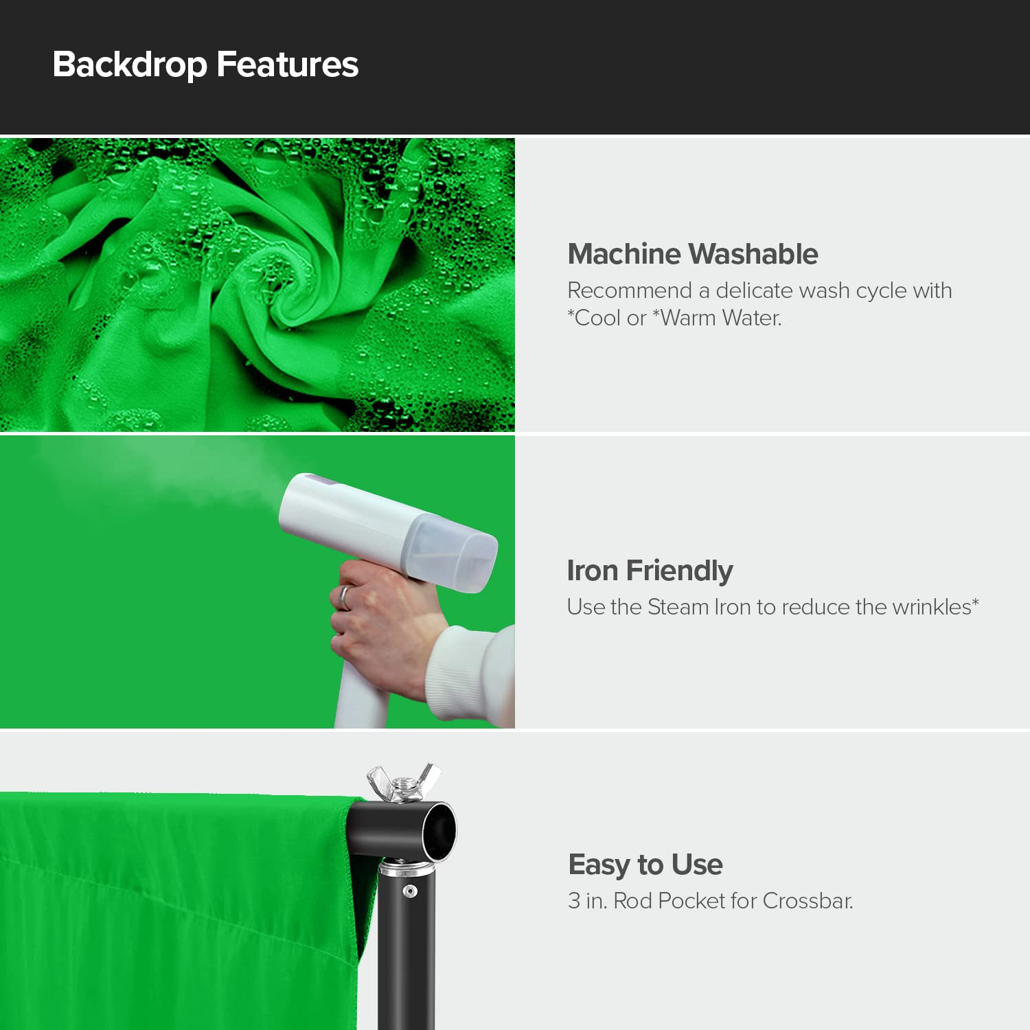 Limostudio 9 X 15 Feet / 108 X 180 Inch Green Chromakey Photo Backdrop Screen Background, Premium A+ Grade High 150Gsm Density T