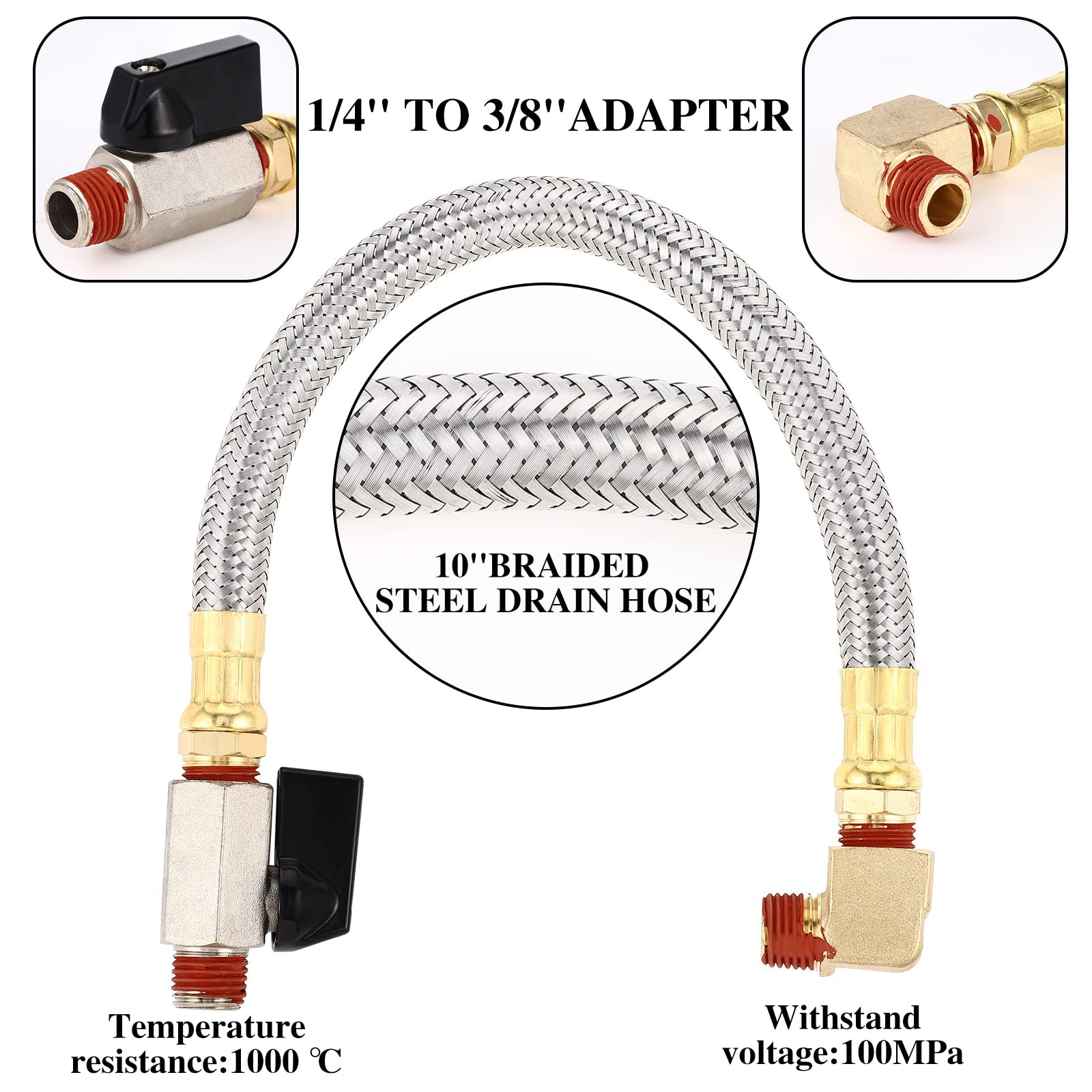 Bonuci 2 Sets Electronic Drain Valve Kit Automatic, 110V Timed Tank Drain Water Valve For Air Compressed (Separating)