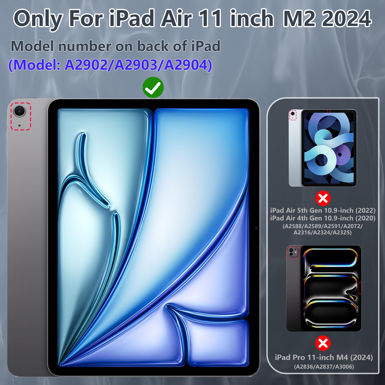 Tsqqst Case For Ipad Air 11 Inch M2 2024 With Pencil Holder, Drop Protection Shockproof Case Cover With Stand For Ipad Air 11''