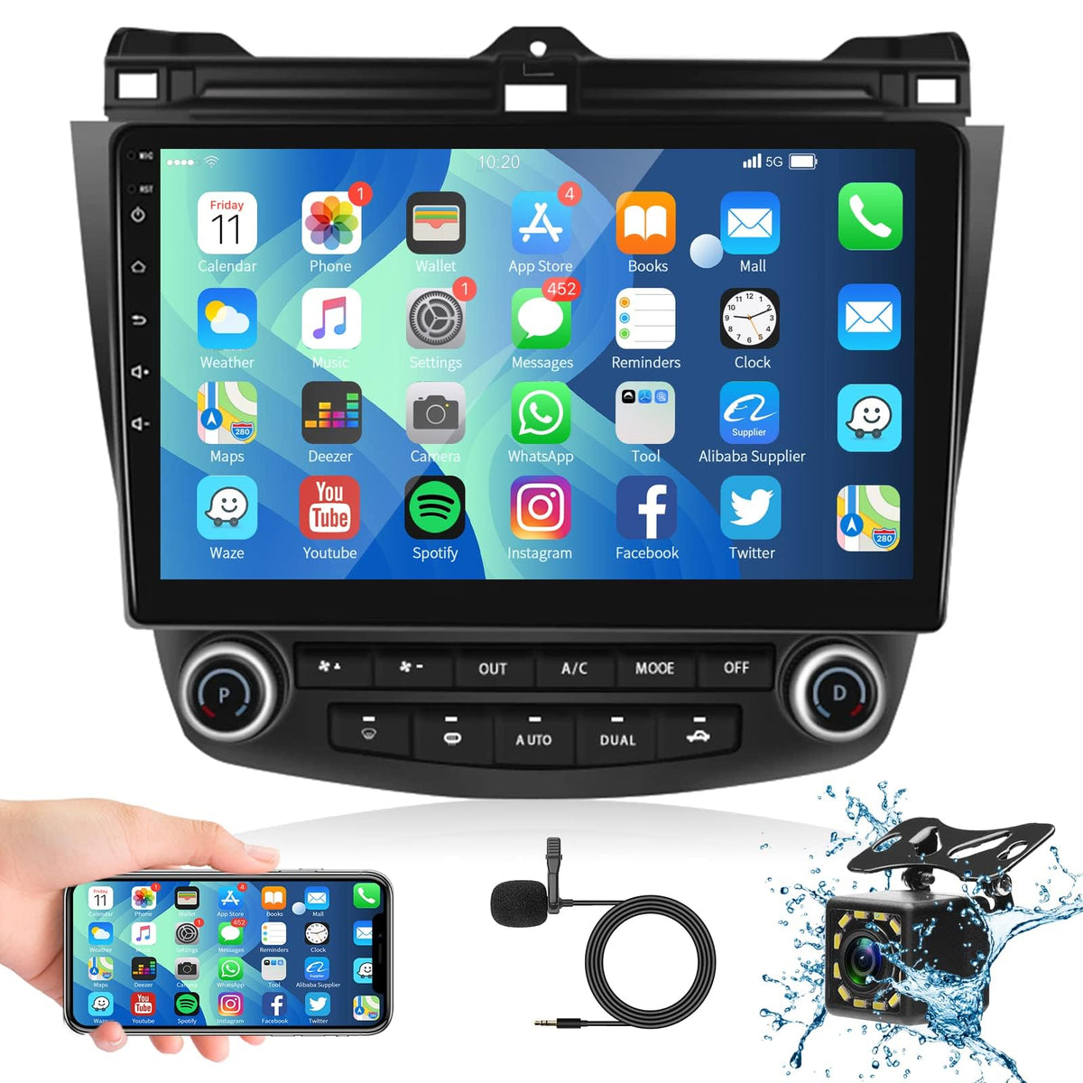 For Honda Accord 2003-2007 Android Car Radio Stereo 10.1 Inch Capacitive Hd Touch Screen Mirror Link Gps Navigation Head Unit With Wifi Bluetooth Usb Fm Car Audio Steering Wheel Controls