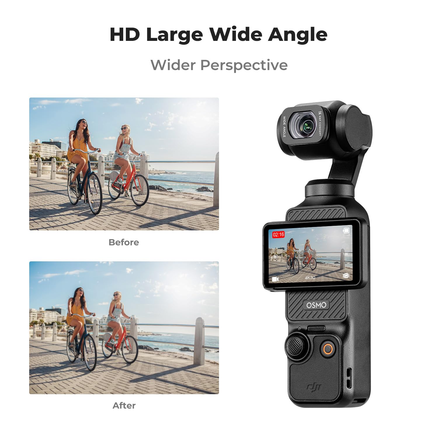 K&F Concept Wide Angle Lens Compatible With Dji Osmo Pocket 3, Magnetic Attach/Multi Coated/Optical Glass