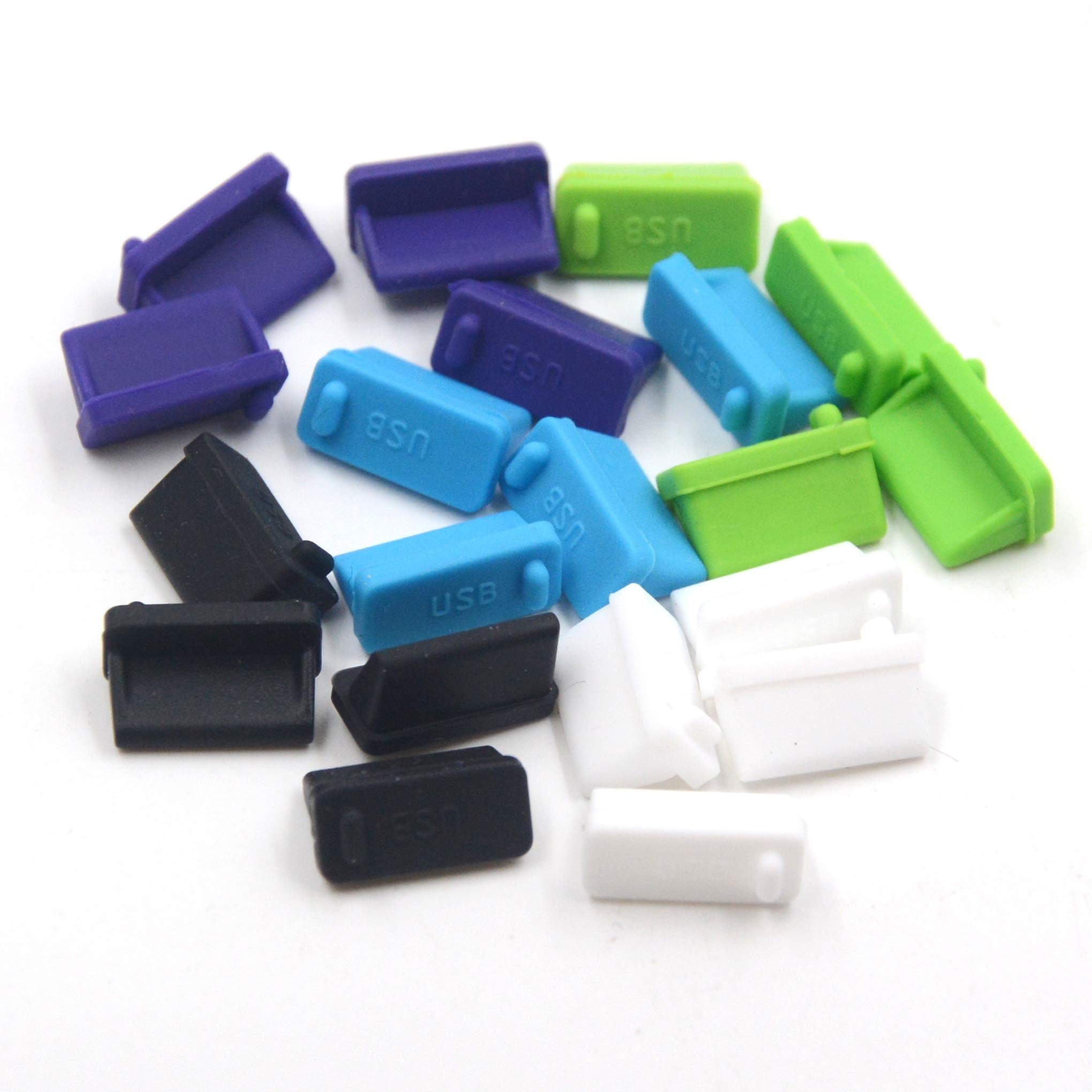 20 Pcs 5Colors Silicone Usb Type A,Usb Port Standard A Female Anti Dust Cover Plugs Protector Stopper Cap For Desktop Pc Laptops