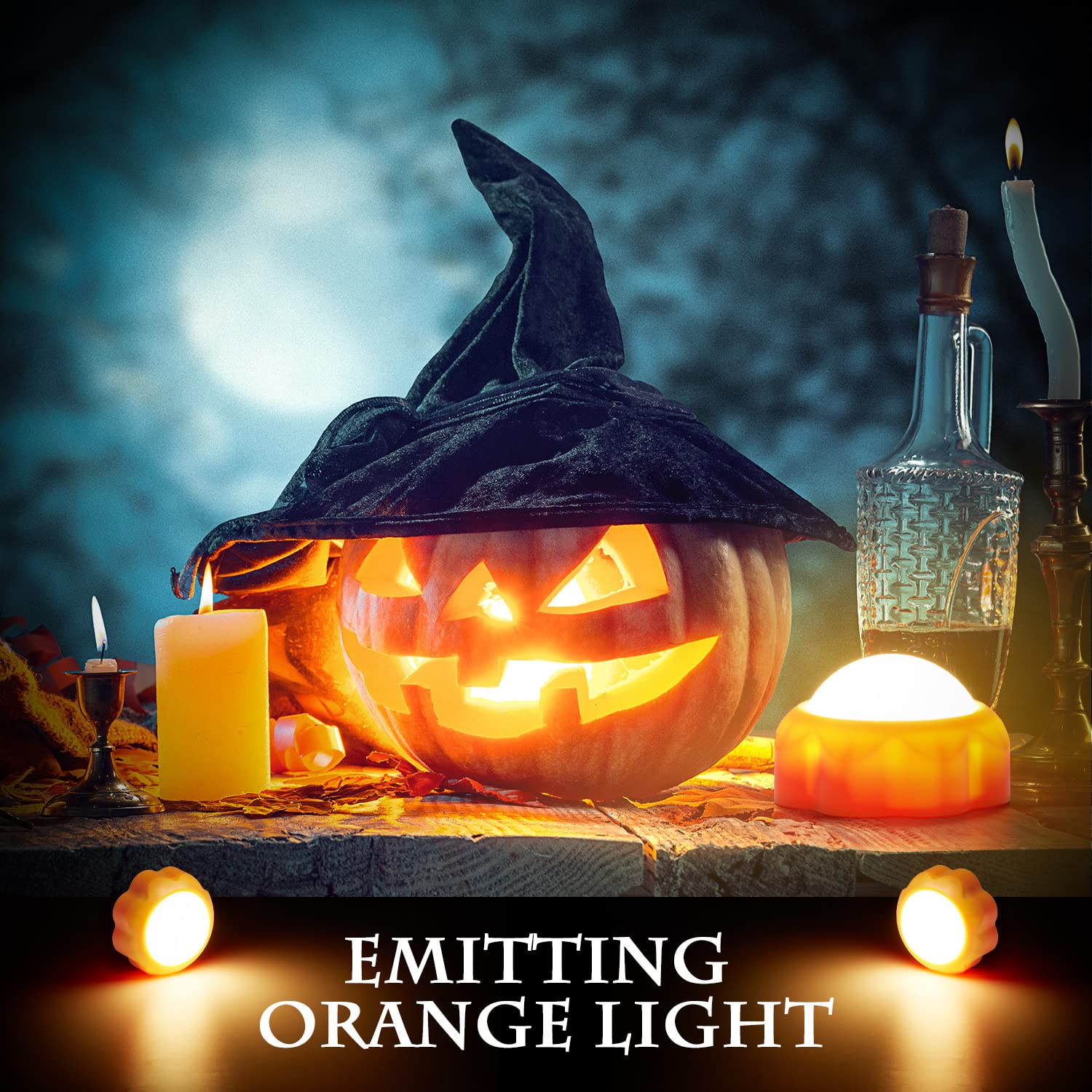 Kzcuvnv Halloween Pumpkin Lights, Led Pumpkin Lights With Remote And Timer,Jack O Lantern Light For Halloween Decor,Battery Oper