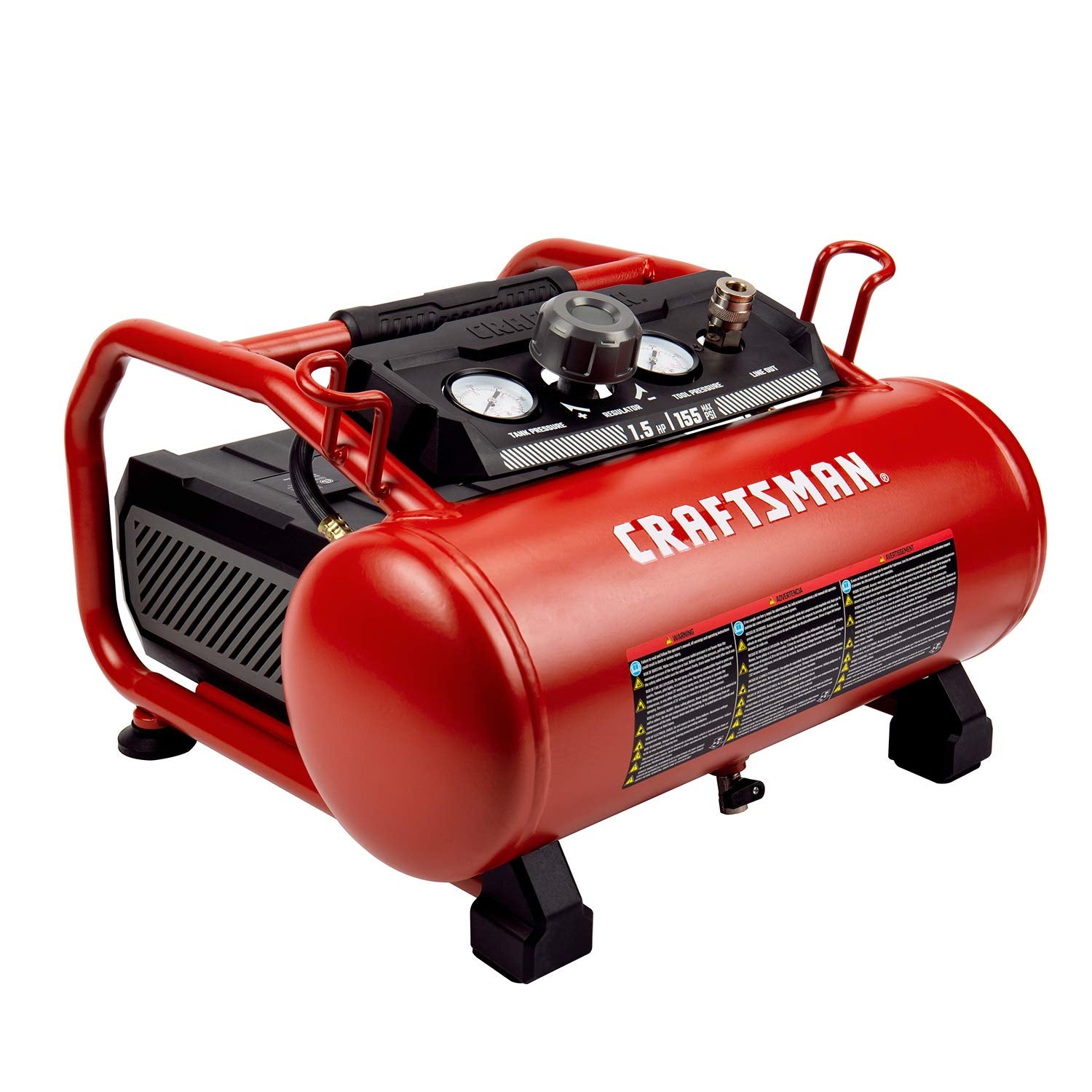 Craftsman Air Compressor, 3 Gallon 1.5 Hp Max 155 Psi Pressure Oil-Free Portable, Red- Cmxecxa0200341