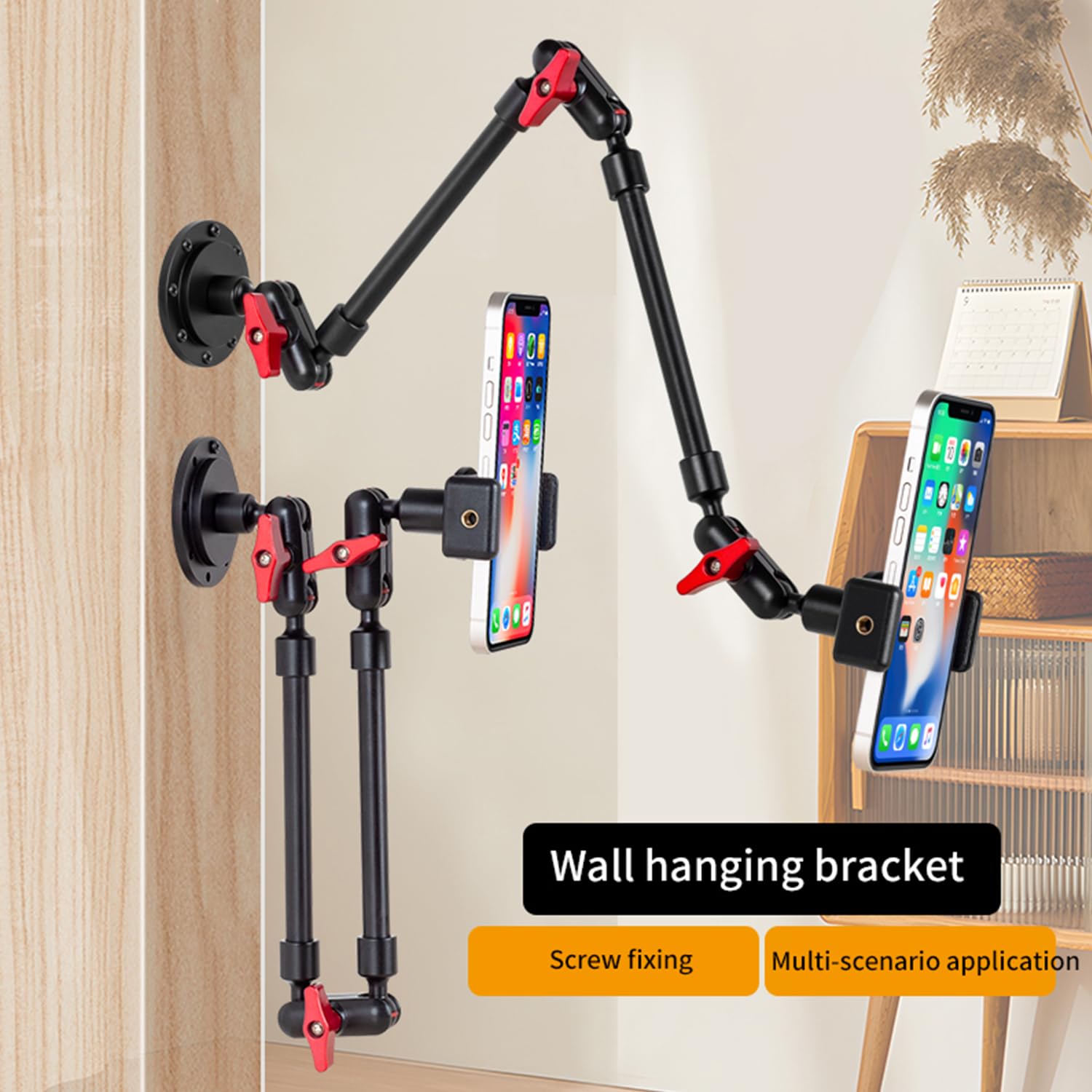 Goinwave Adjustable Mobile Phone Holder For Desk, Wall Mount And Ceiling Mount Bracket For Phone And Other Smartphones (Metal Ba