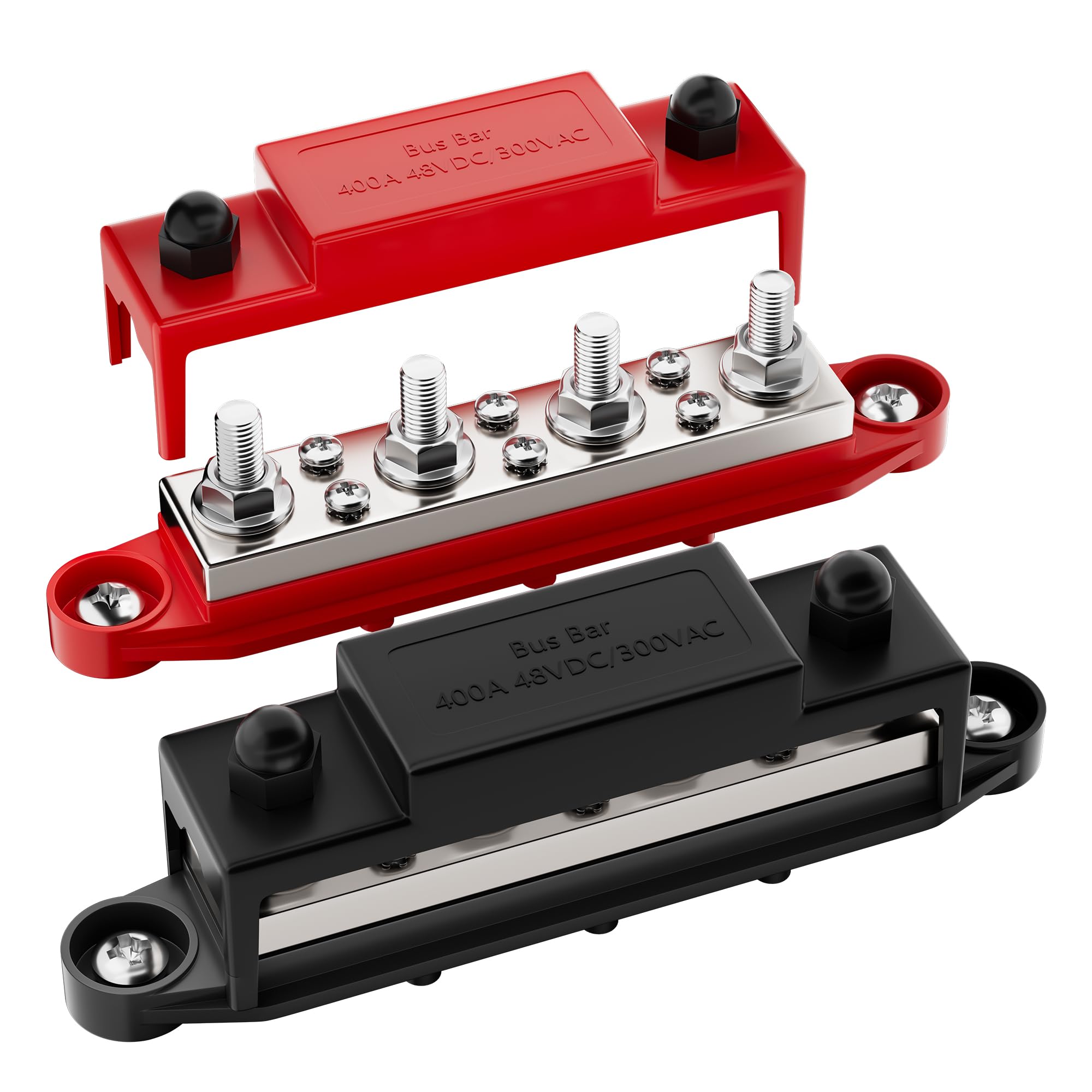 Rvboatpat 400A Power Distribution Block 12V Bus Bar 4 X 5/16'' (M8) Terminal Studs And 6 X #8 Terminal Screws 12 Volt Marine Bus