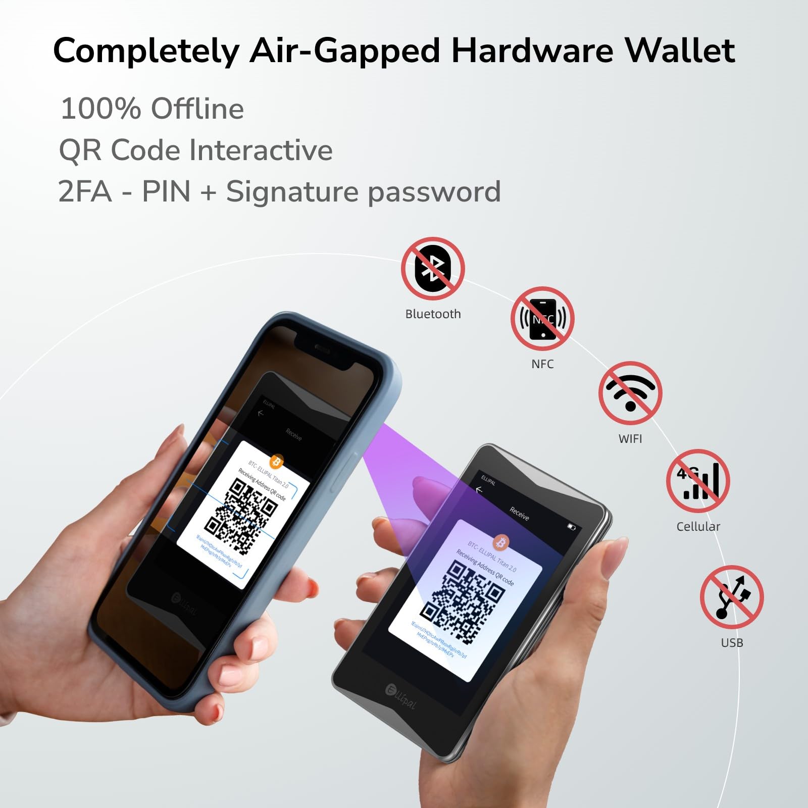 Ellipal Titan 2.0 Crypto Cold Wallet, 100% Offline, Air Gapped   Secure Wallet For 10000+ Coins & Tokens & Nfts