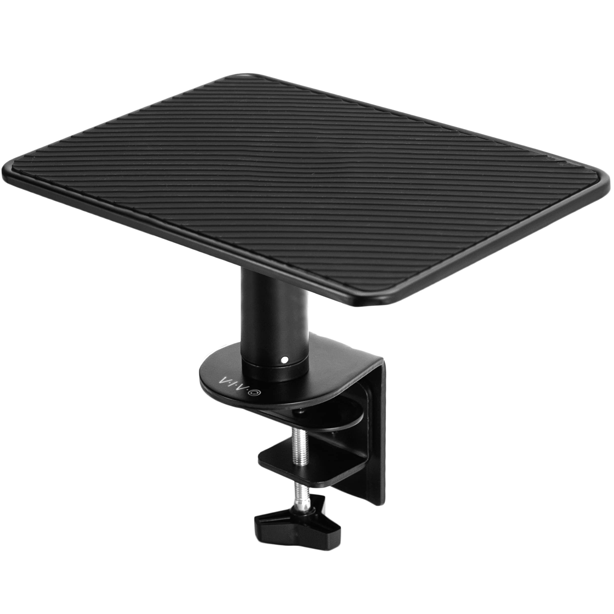 VIVO Clamp On Universal Height Adjustable Ergonomic Computer Monitor and Laptop Riser, Tabletop Desk Stand, C Clamp Design, Black, STAND V000SCB