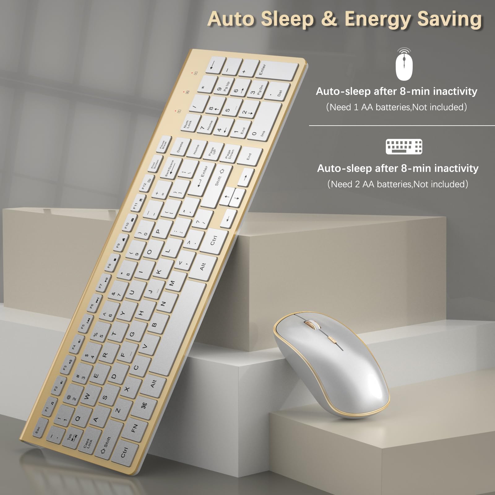 J Joyaccess Wireless Keyboard And Mouse Combo, Ergonomic And Quiet Wireless Keyboard And Mouse Set, Portable And Customizable Dp