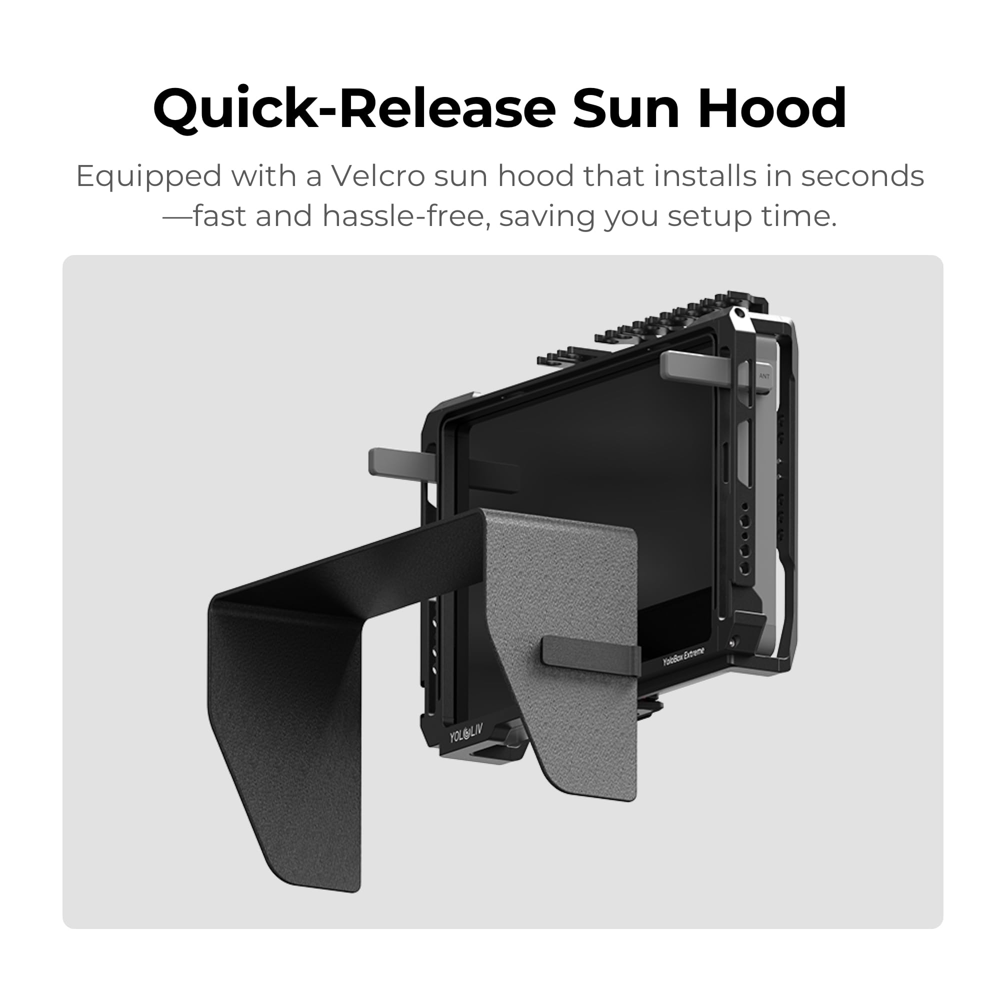Yololiv Yolobox Extreme Cage - Aluminum Protective Cage With Cold Shoe Mounts, 1/4 Threads, Quick-Release Sun Hood