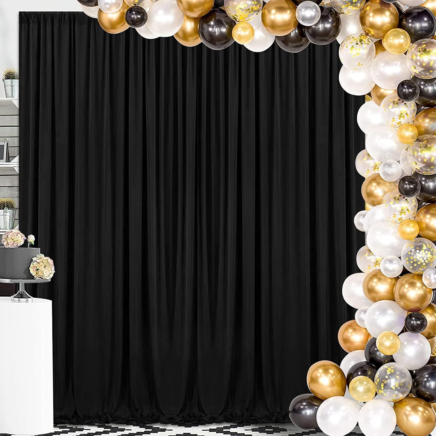 Mokohouse 10Ft X 8Ft Black Backdrop Curtains Black Drape For Backdrop Halloween Thick Solid Fabric Cloth Backdrop 2 Panels 5Ft X
