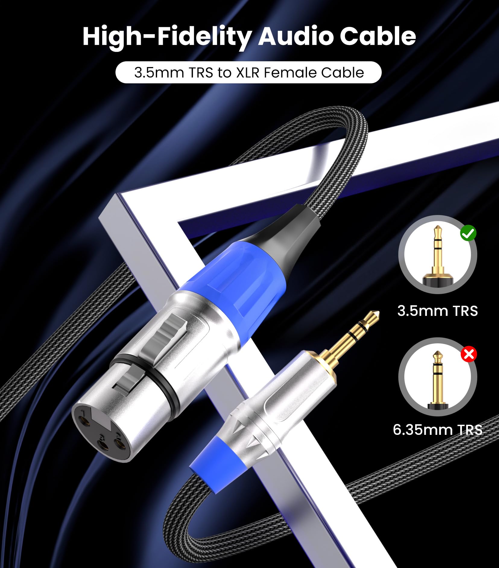 Tisino Xlr To 3.5Mm Microphone Cable - 6.6 Feet Unblanced Xlr Female To 1/8 Inch Mic Cord For Camcorders, Dslr Cameras, Computer