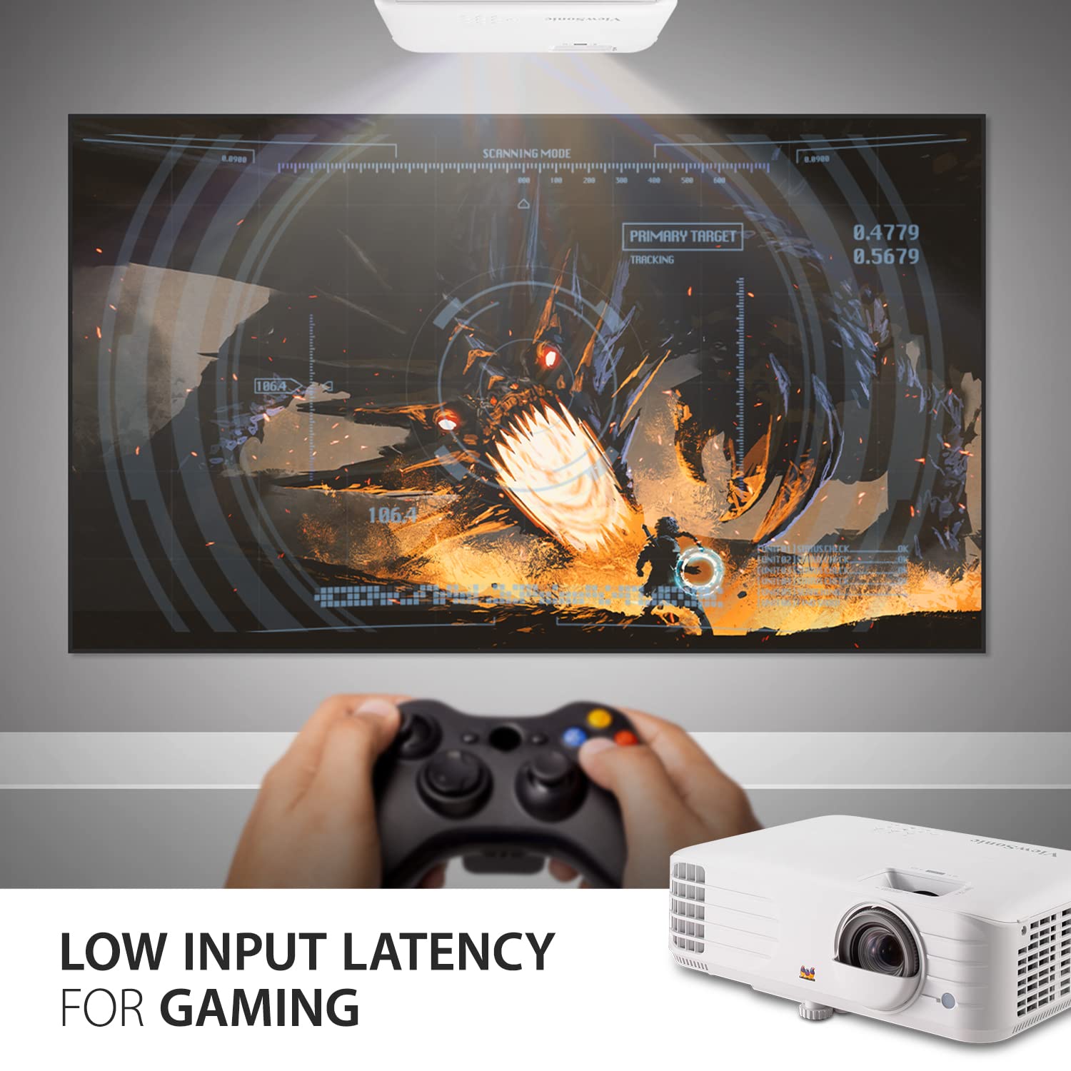 ViewSonic PX703HDH 1080p Projector, 3500 Lumens, Dual HDMI, White, Gaming & Home Use