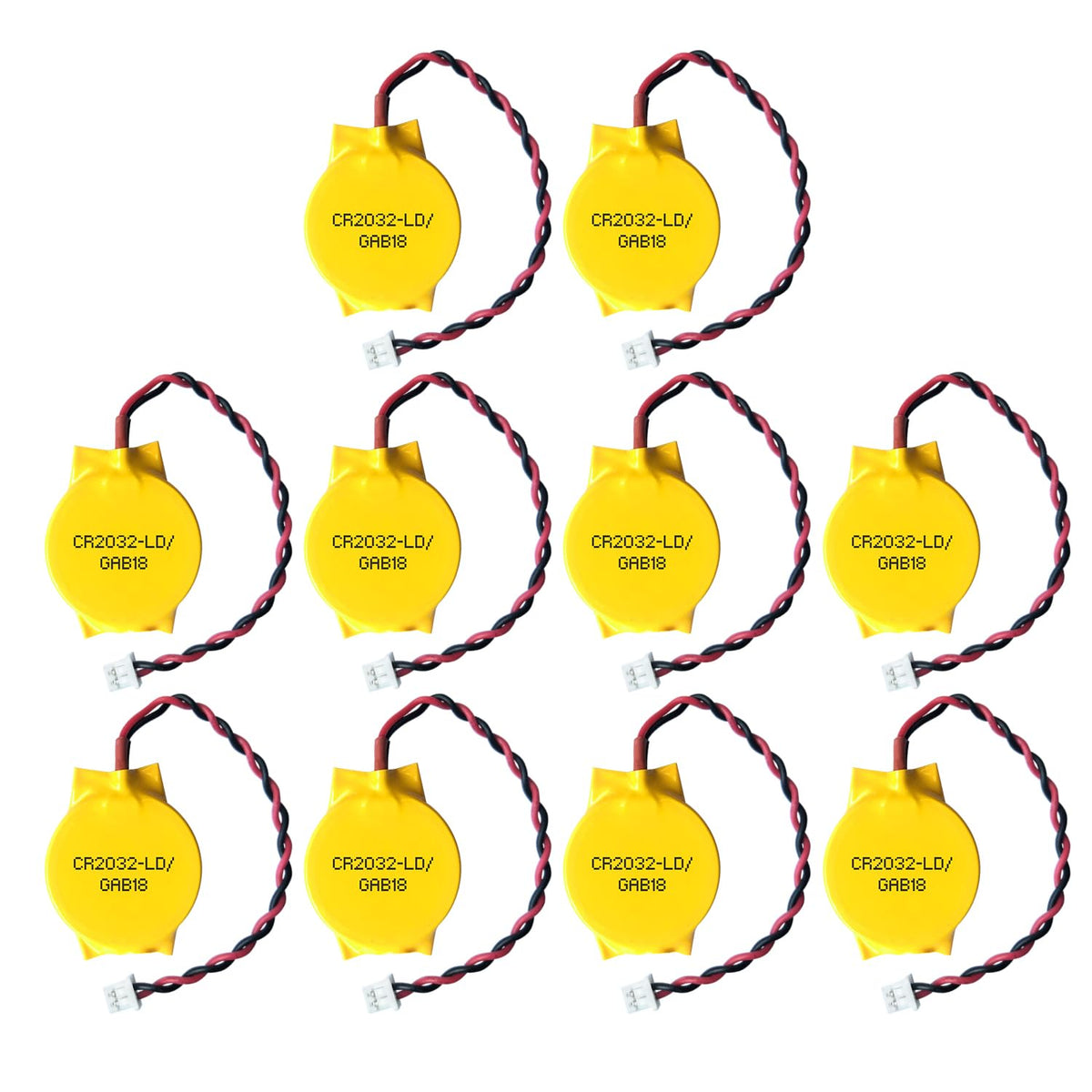 Eemb 10 Pack Cmos Battery Cr2032 3V Lithium Battery With 2 Pin 2 Wire Cable And Molex Connector Computer Replacement Battery For