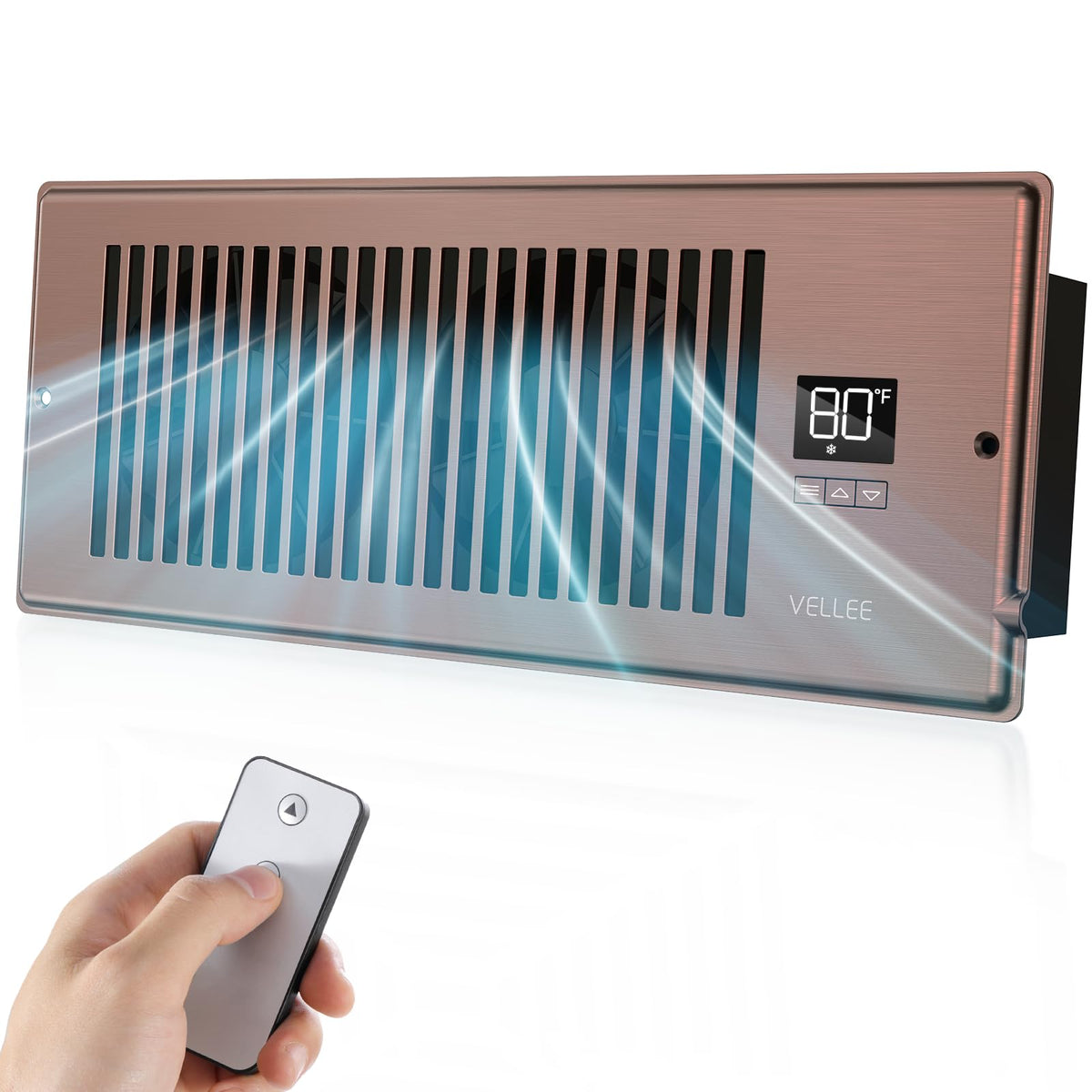 Vellee Quiet Register Booster Fan Fits 4 '' X 12 '' (Duct Opening Cutout), 10-Speed Smart Heating Cooling Ac Vent Booster Fan W/