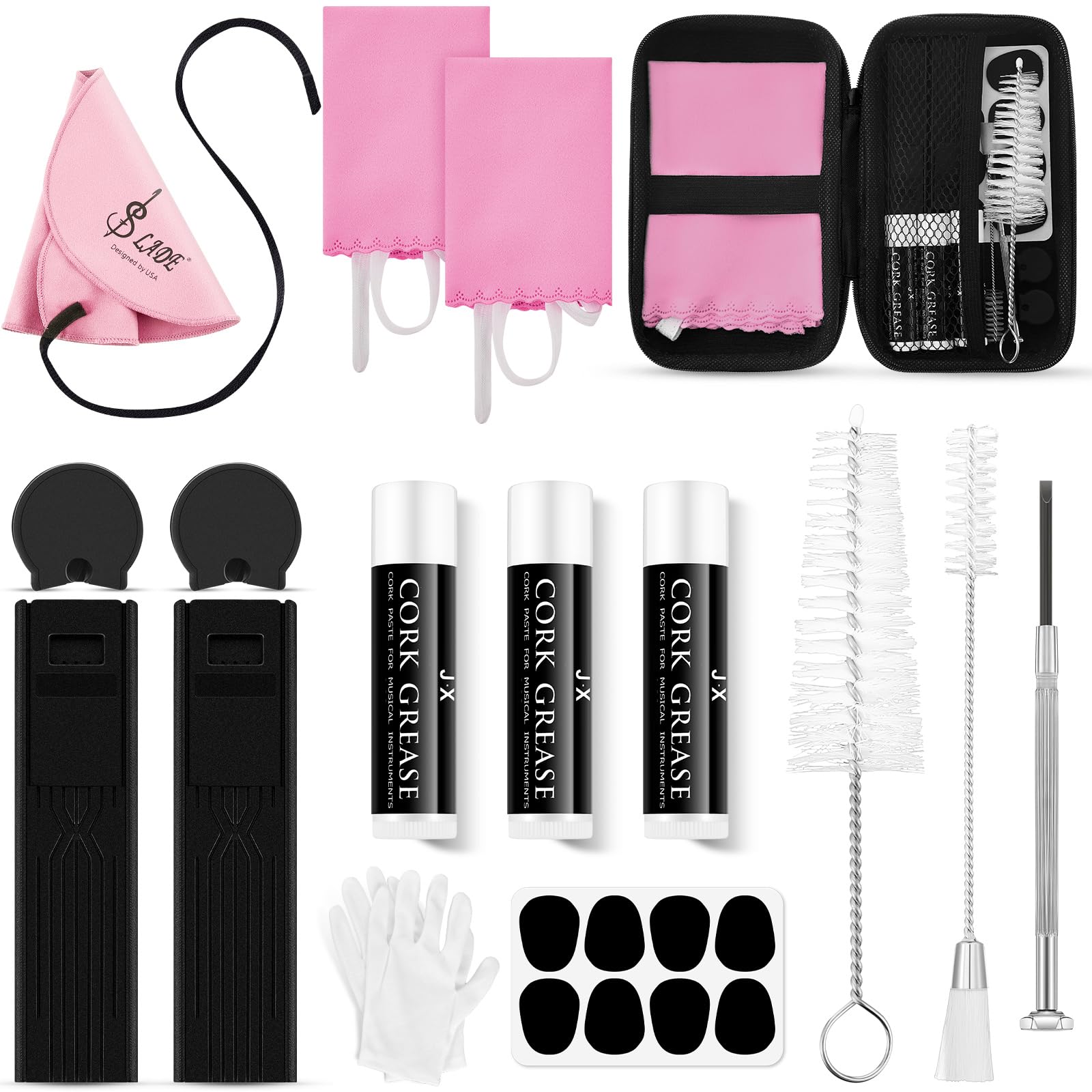 Boao 23 Pcs Clarinet Cleaning Kit All in One Accessories Set with Swab, Reeds, Cork Grease, and Thumb Rest Essential Care Kit fo