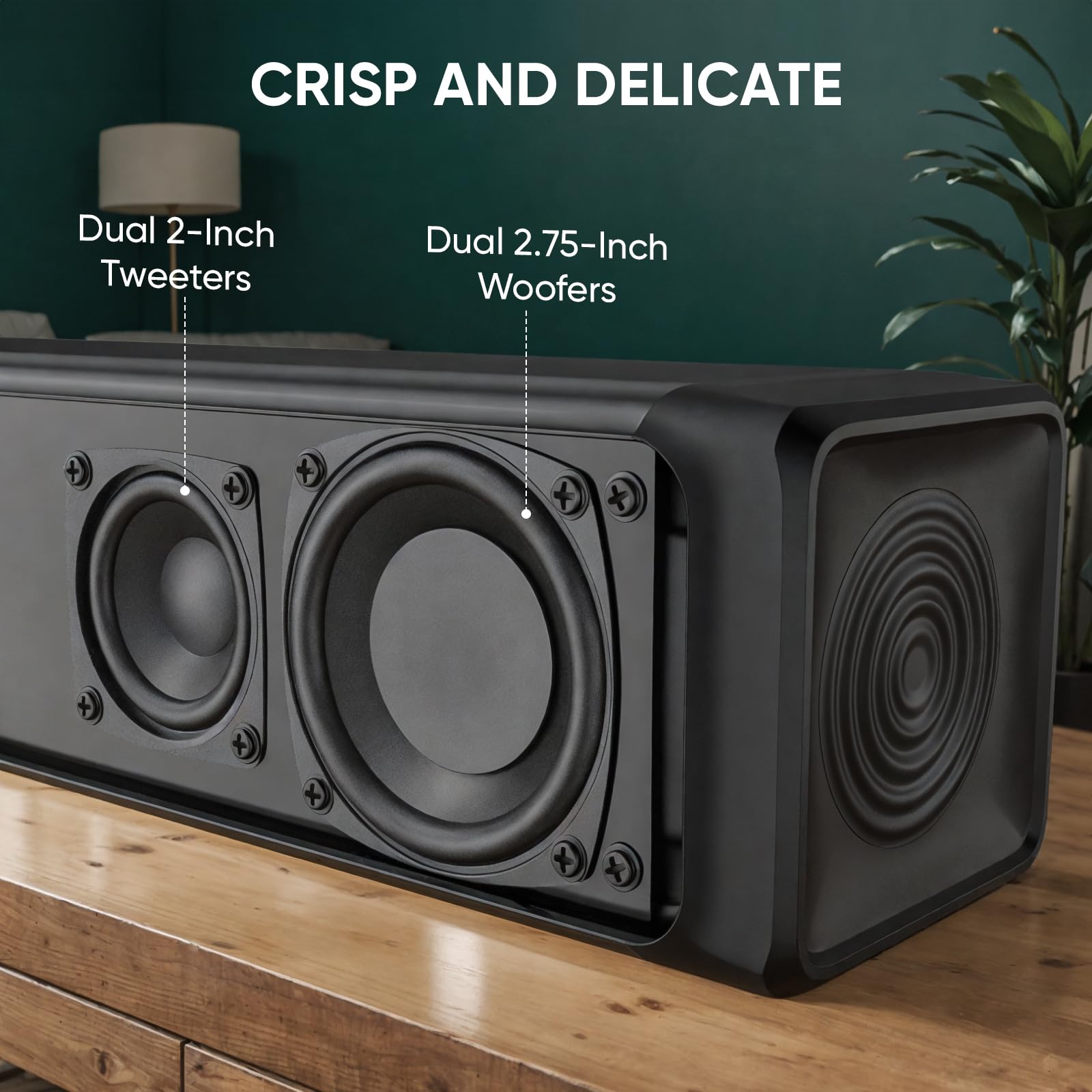 Riowois Sound Bars For Smart Tv, 20 Inches Home Audio Soundbar Speakers, 40W Bluetooth Surround Sound System With Hdmi Arc/Aux/O