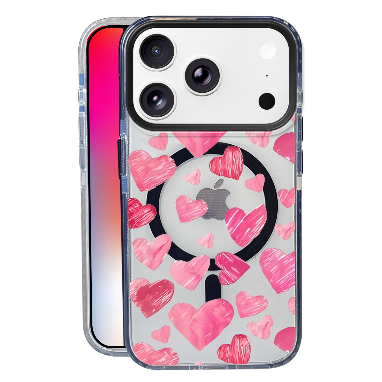 Nimeey Pink Love for iPhone 17 Pro Max Case,MagSafe Compatible,Matte Soft Slim Shockproof Cover,Anti-Fingerprint,Anti-Yellowing,