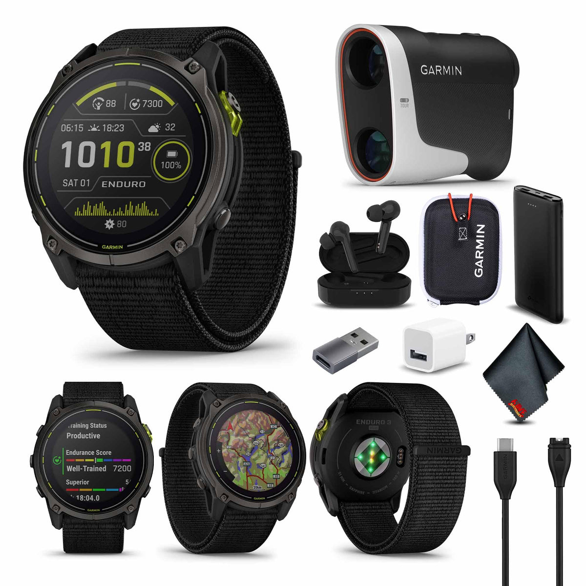 Garmin Enduro 3, Solar, Sapphire Multisport Gps Smartwatch Carbon Gray Dlc Titanium With Black Ultrafit Nylon Strap, Fitness Sma