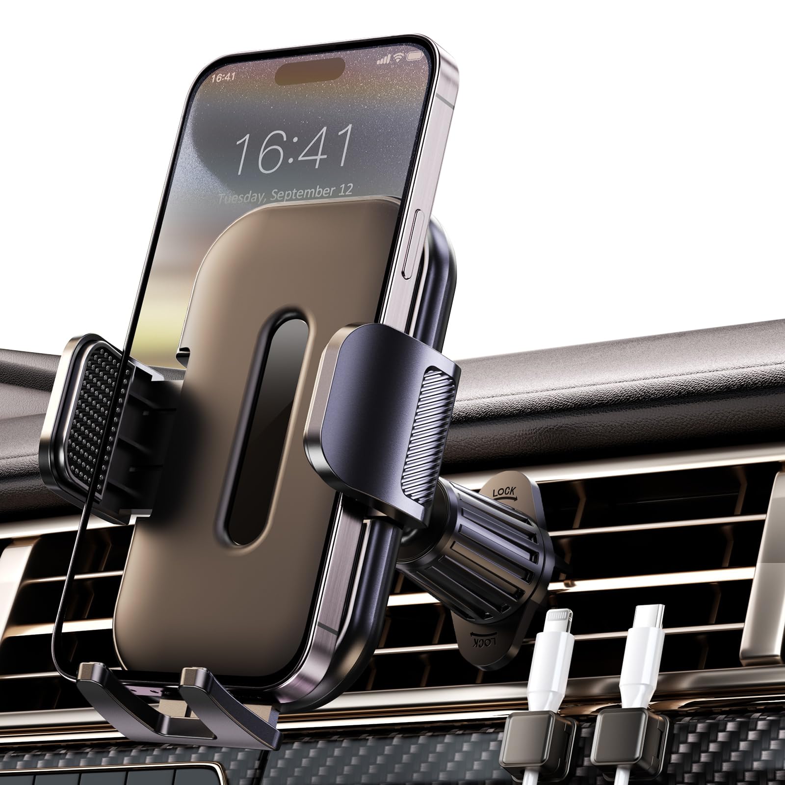 Upgraded Car Phone Holder, Metal Hook Clip Car Vent Phone Mount, Hands-Free Vent Phone Holders For Your Car, Compatible With Iph