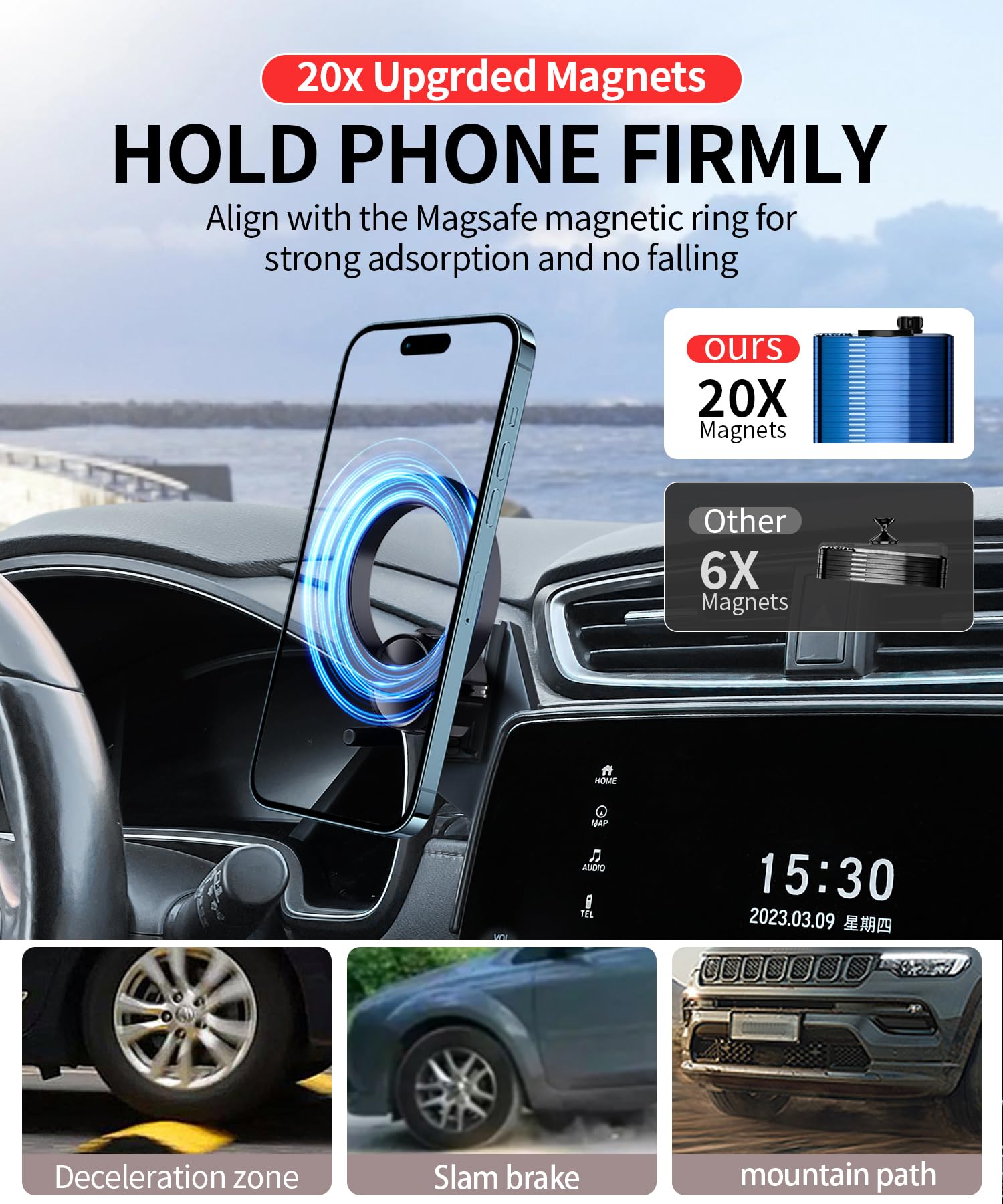 Maserweller Car Phone Holder For Honda Crv Cr-V 2017-2022 Accessories Screen Fixed Clip, 360 Rotation Phone Mount Compatible Wit