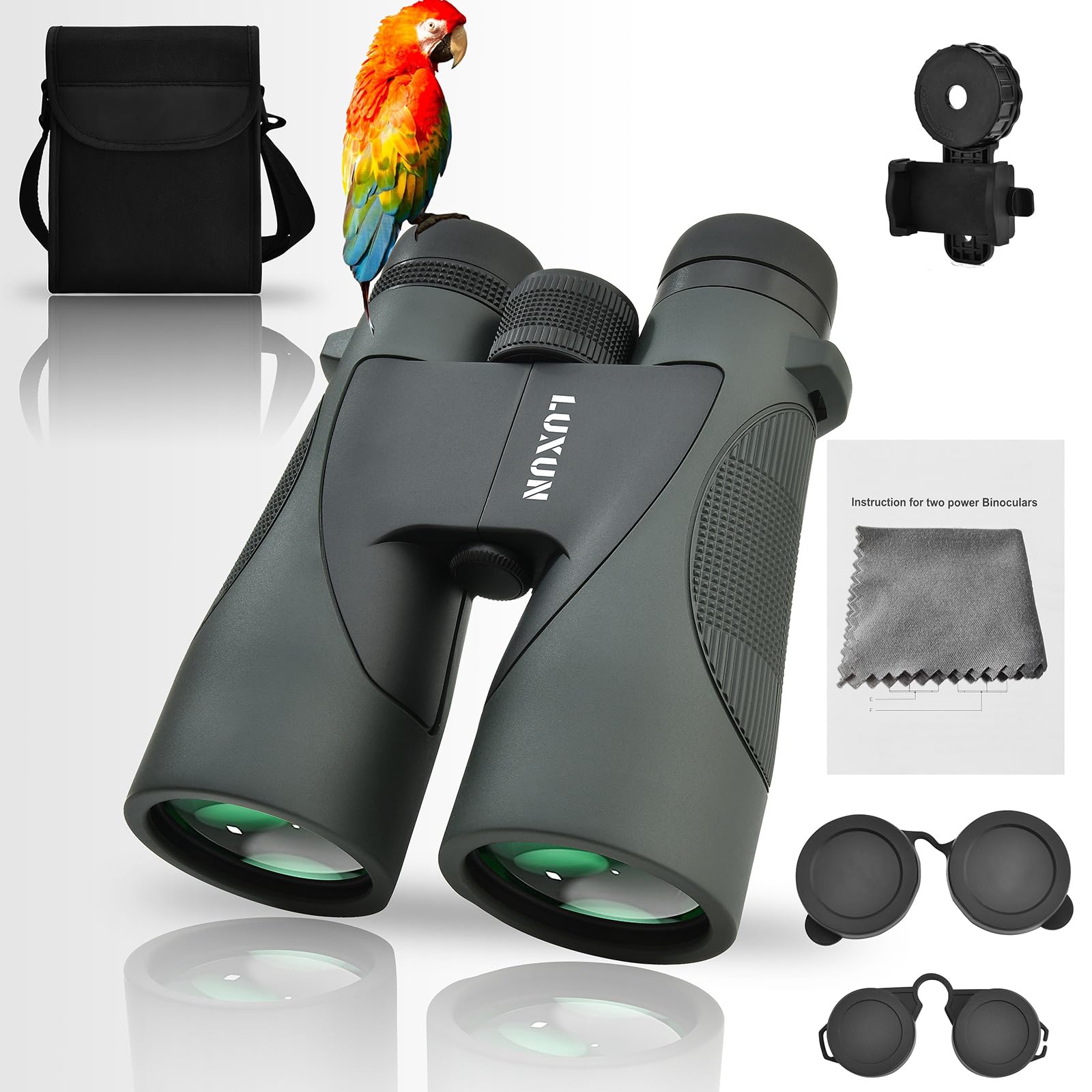 LUXUN 12x50 High Powered Binoculars for Adults Hunting, Binoculars with Long Range BAK4 Prism FMC Prisms, for Hunting Bird Watch