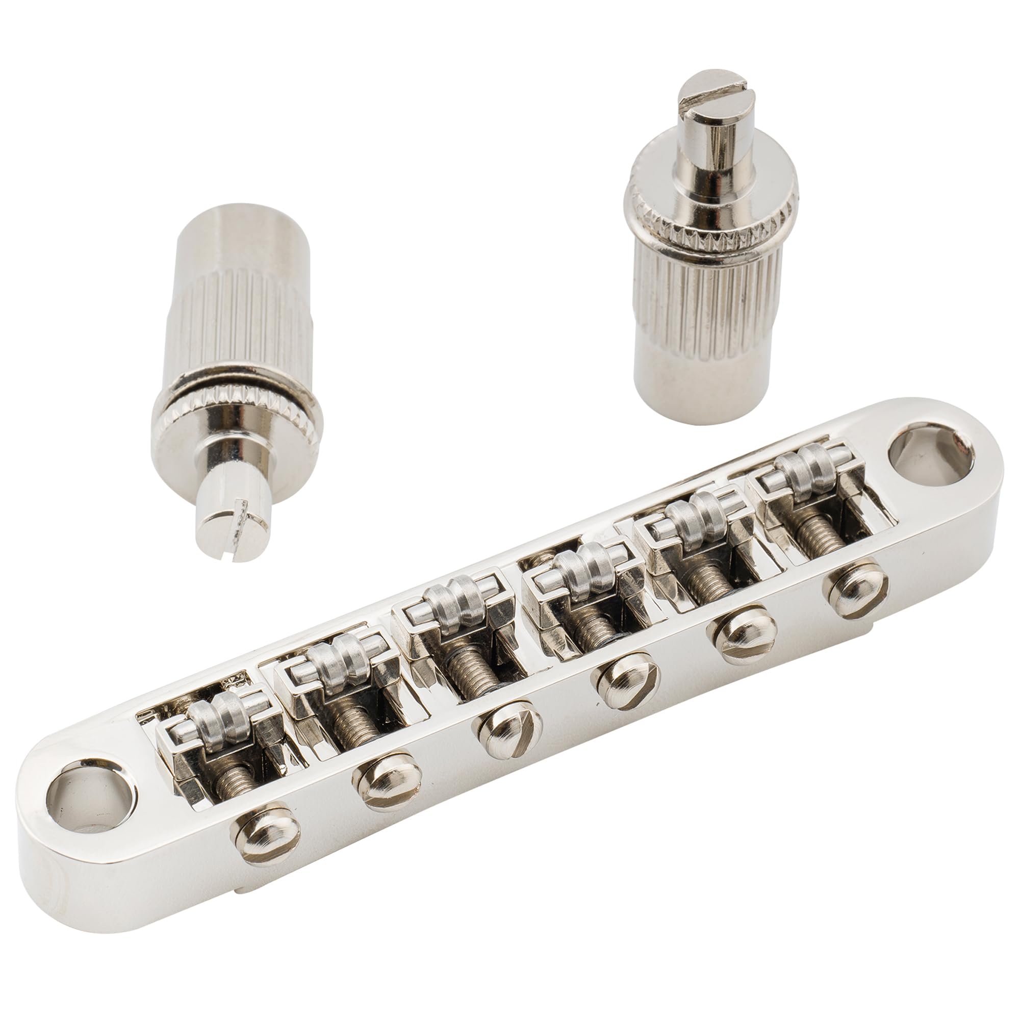 Musiclily Pro 52Mm Guitar Roller Saddle Bridge Tune O Matic Bridge With M8 Post For Les Paul Lp Sg Electric Guitar, Nickel