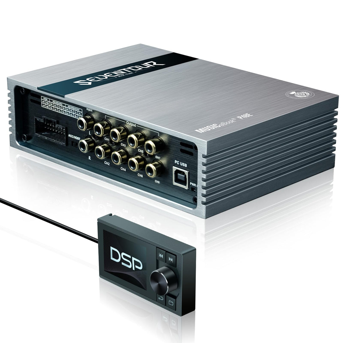 Seventour P48E Dsp Car Audio Digital Signal Processor,Car Equalizer Built In Amplifier,31 Band Graphic Equalizers,8 Channels Out