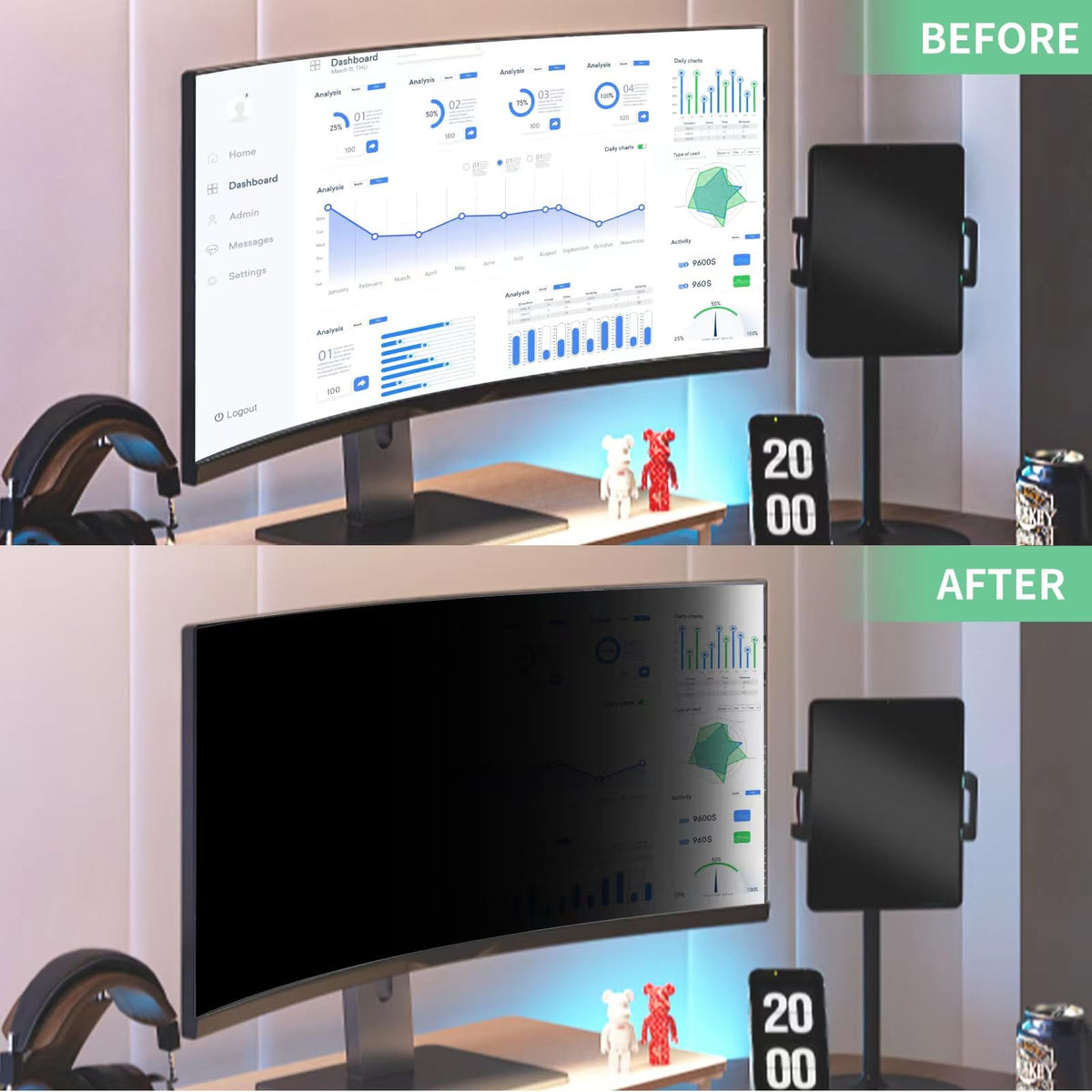 Dejimax 32 Inch Computer Privacy Screen Filter For 16:9 Widescreen Com ...