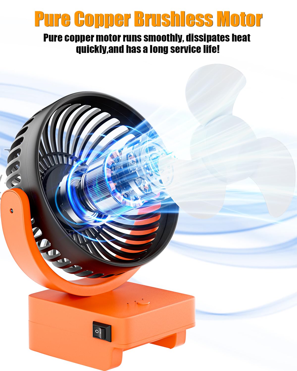 Rechargeable Jobsite Fan For Black & Decker/Porter Cable 20V Max Battery(Only Fan,No Battry), Portable Cordless Fan With 3 Speed