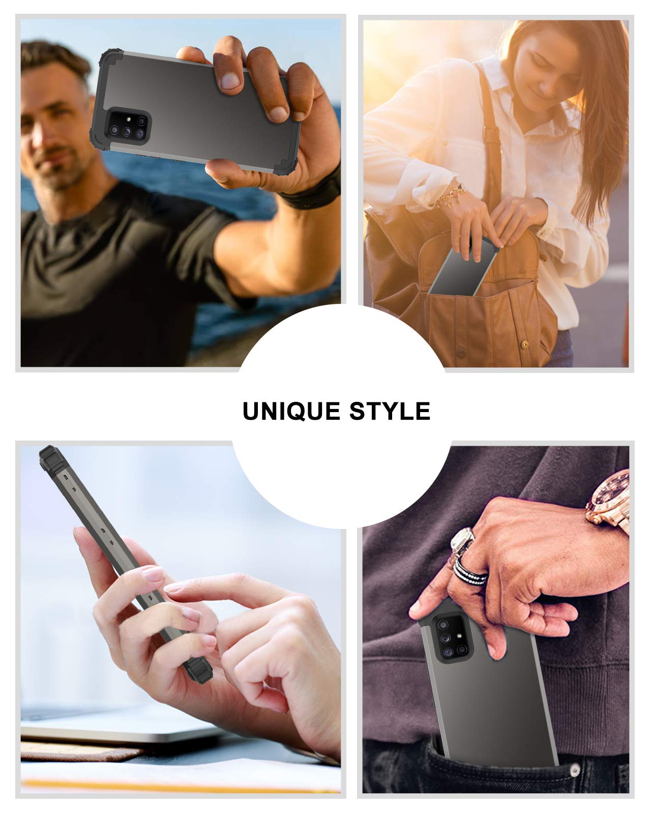 Bentoben Compatible With Samsung A71 5G Case, 3 Layer Hybrid Hard Pc Soft Rubber Heavy Duty Rugged Bumper Shockproof Anti Slip F