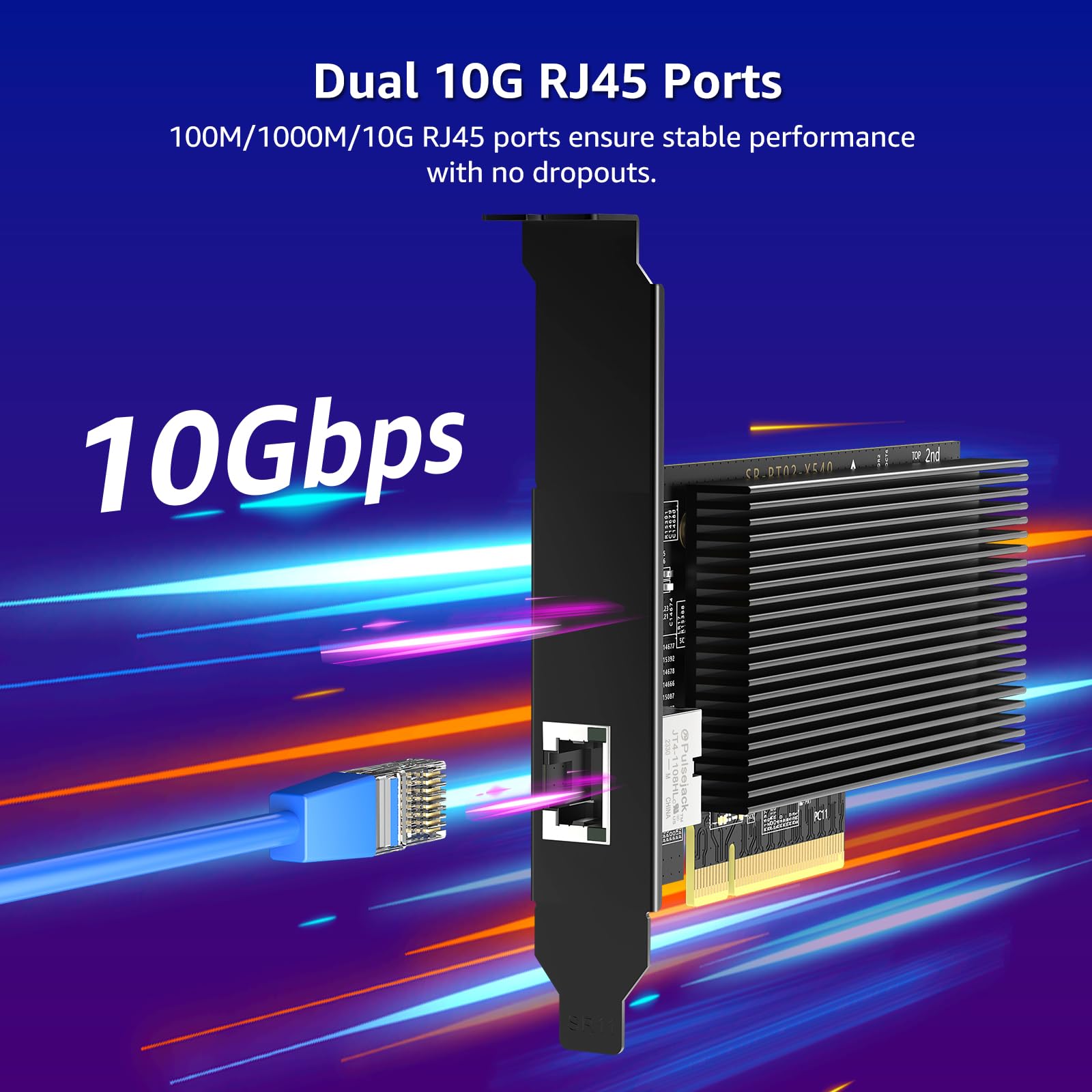 10G Pci E Network Card With 10Gbps Single Rj45 Port, Intel X540 T1 Conrtoller, Vimin 10Gb Base T Pci E Network Card Compatible W