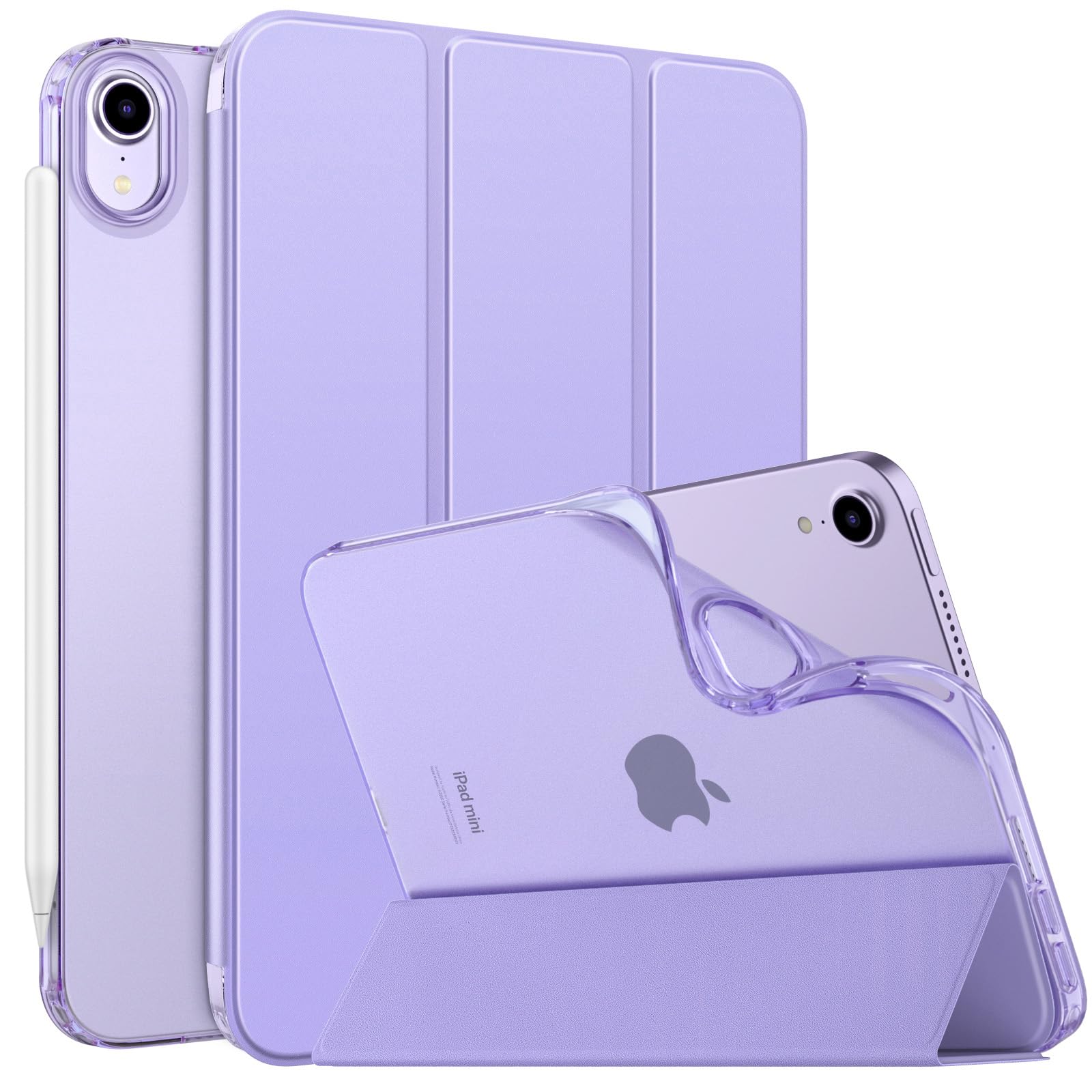 MoKo Case Fit New iPad Mini 7 (A17 Pro) 2024, iPad Mini 6th Generation Case 2021 (8.3 inch), iPad Mini 6 Case, Soft TPU Translucent Frosted Back Cover Case for iPad Mini 7th, Lilac