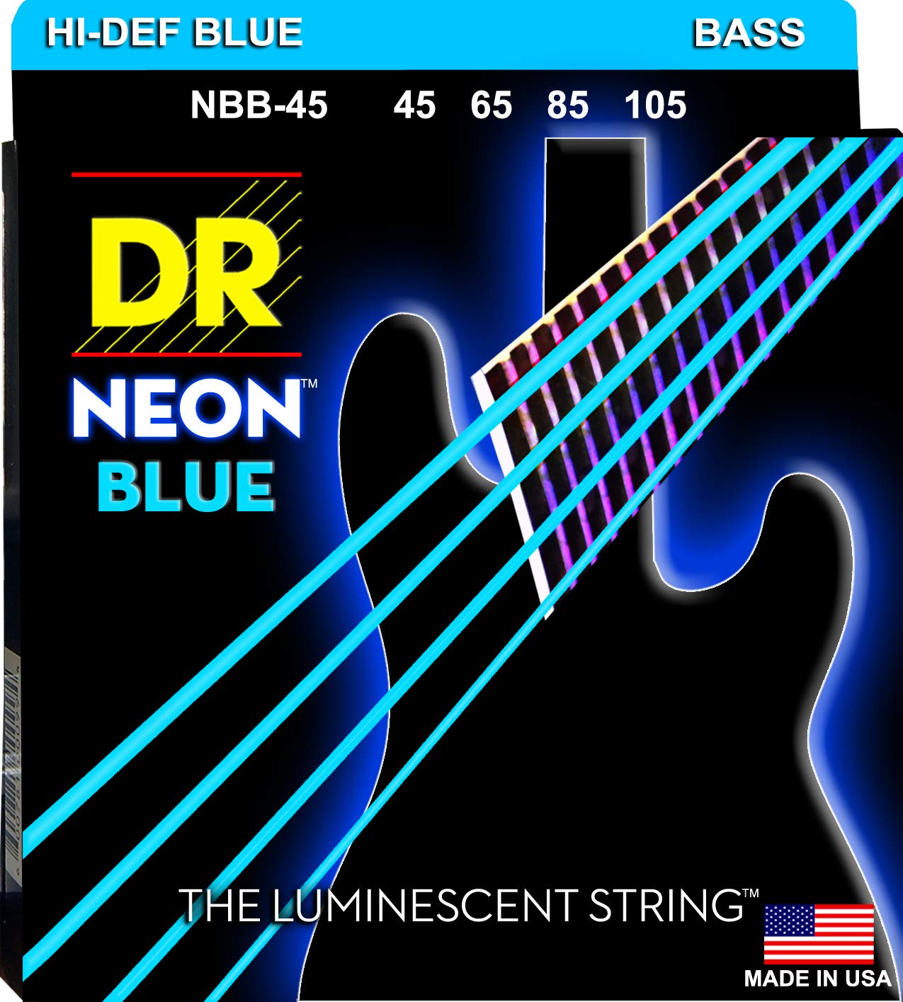 DR Handmade Strings DR Hi-Def Neon Blue Medium Bass Guitar Strings (NBB-45)