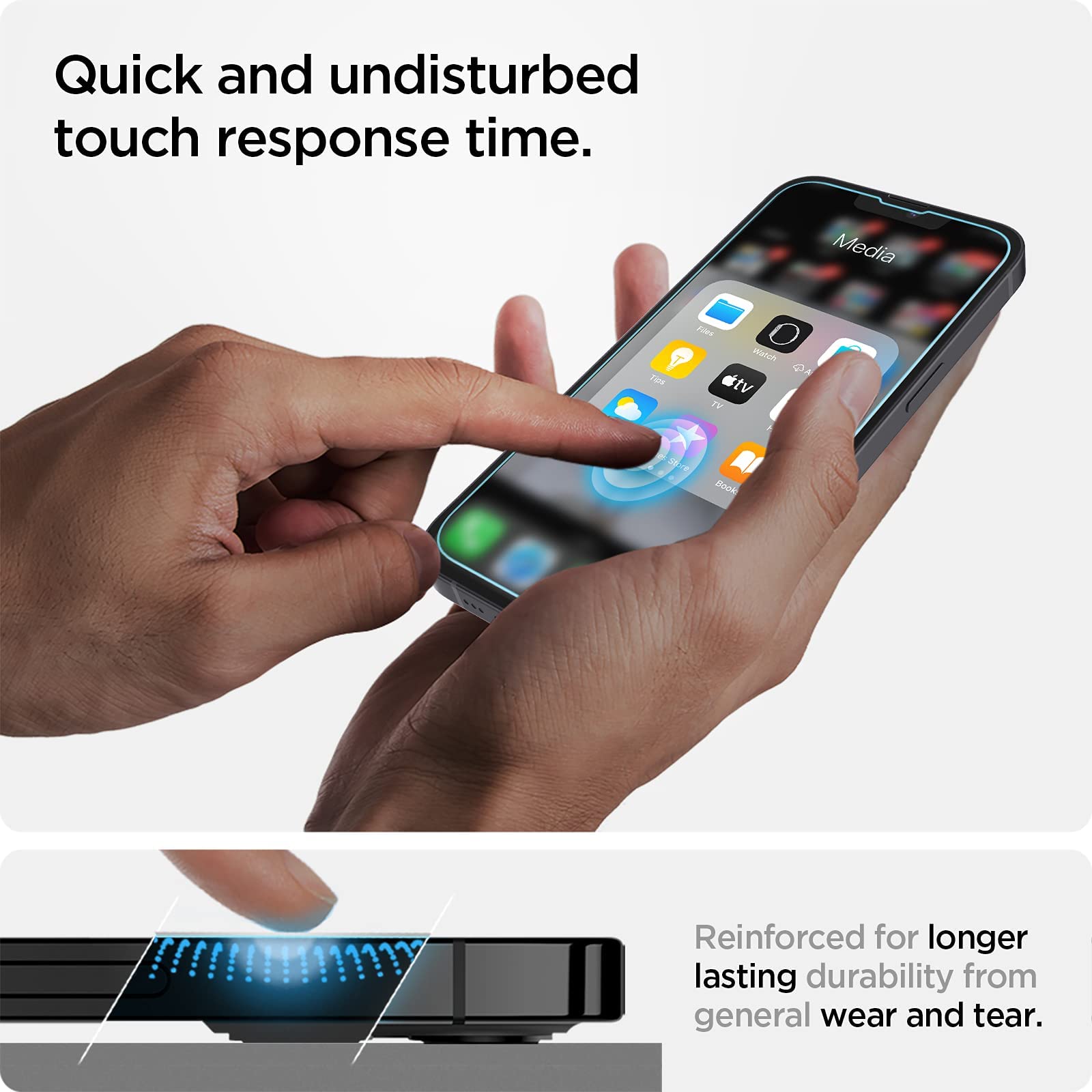 Spigen Tempered Glass Screen Protector [Glastr Ez Fit] Designed For Iphone 14 / Iphone 13 Pro/Iphone 13 [Sensor Protection / 2 P