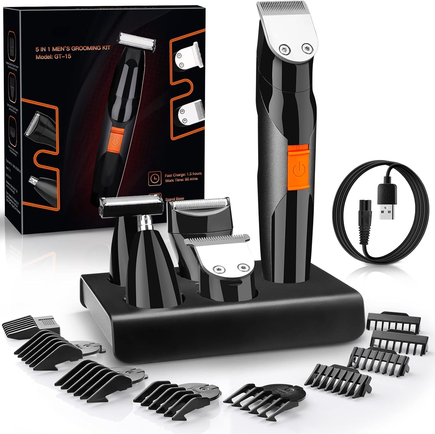 Beard Trimmer For Men, Mens Beard Face Hair Trimmer Cordless Washable Facial Nose Mustache Trimmer Groomer, Electric Razor For M