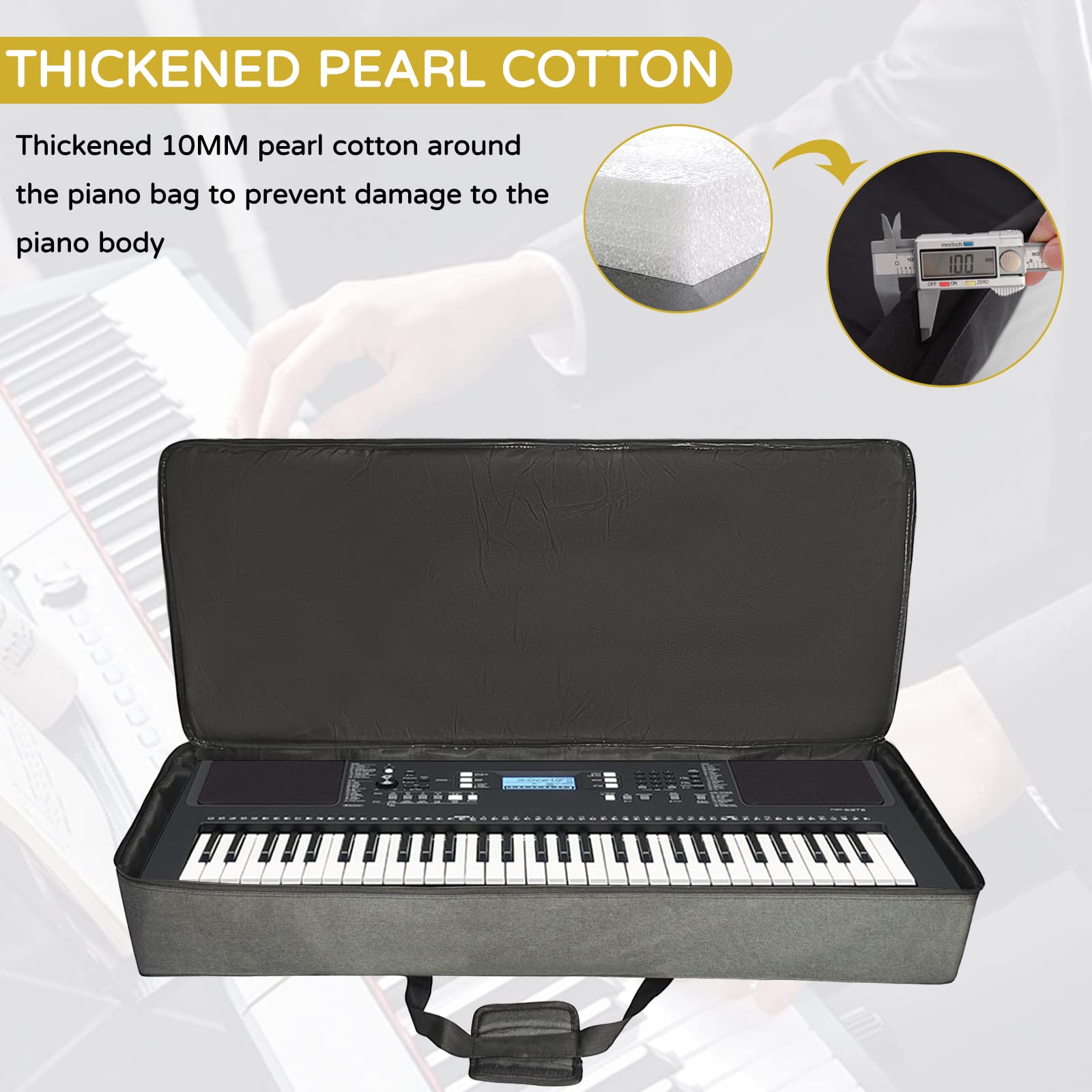 Akozlin 61 Key Full Padded Keyboard Gig Bag, 41.7     17.3     6.3   Portable Electric Piano Keyboard Case Foldable Bag