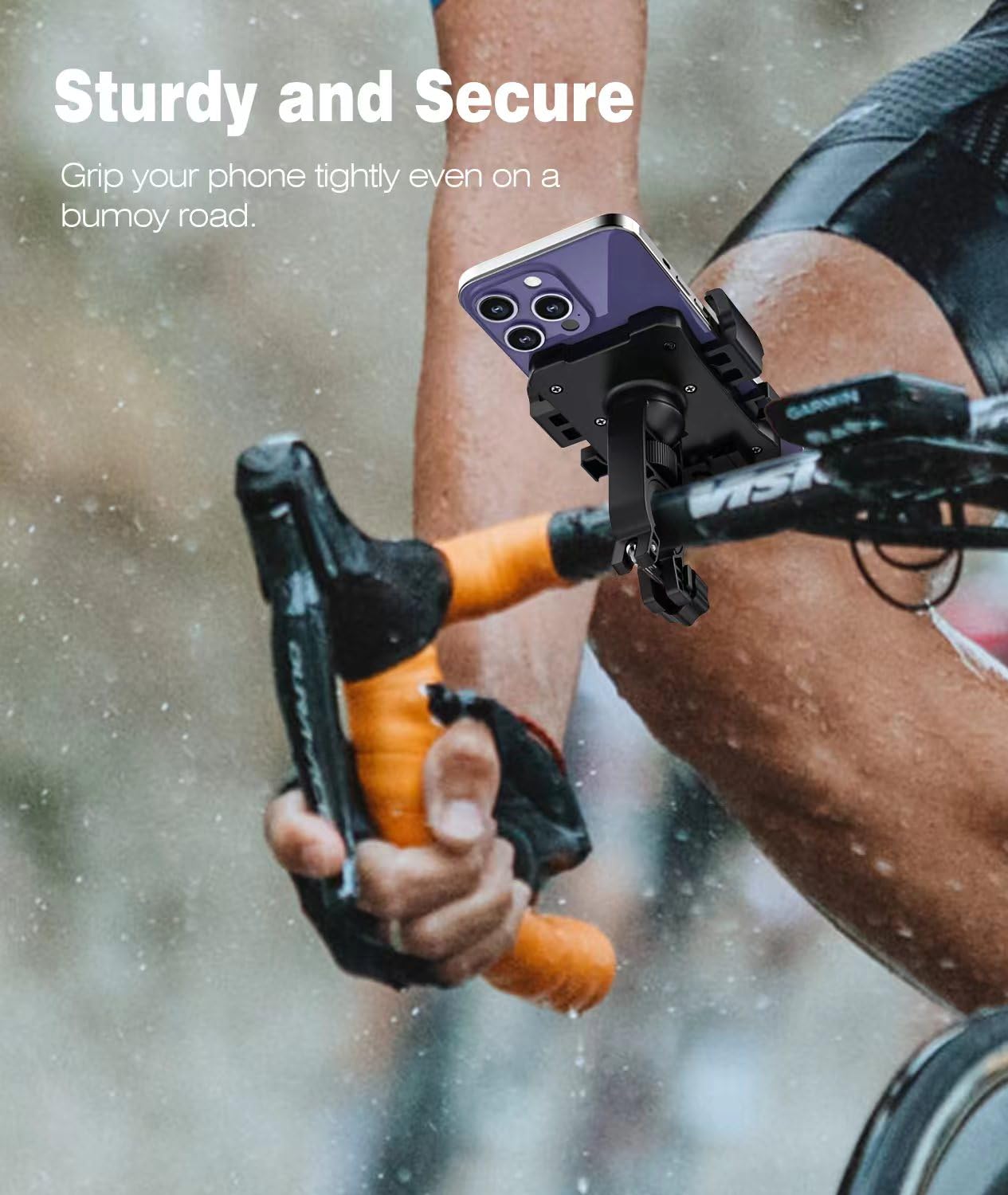 Amzluv Bike Phone Holder Mount, Secure Handlebar Phone Mount Holder For Bike And Motorcycle, Suitable For Iphone And 4.5-6.8'' S