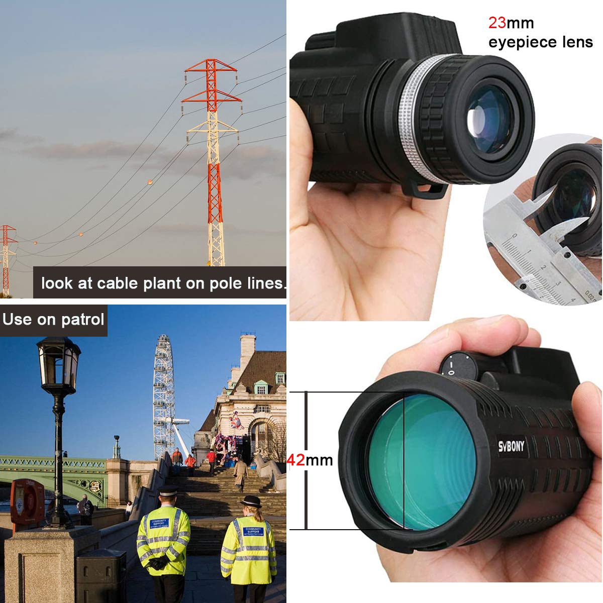 Svbony Sv42 8X42 Monocular For Adults, Compact Monocular Built In Compass Rangefinder, Fmc Waterproof Fogproof Pocket Monocular,