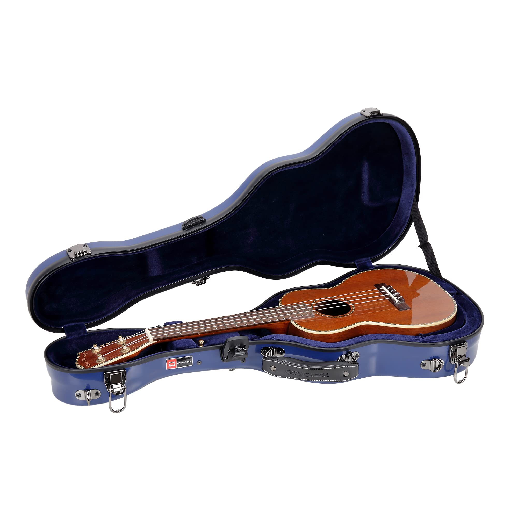 Crossrock Thick Padded Hardshell Fiberglass Navy Blue Tenor Ukulele Case (CRF1020TUNVBL)