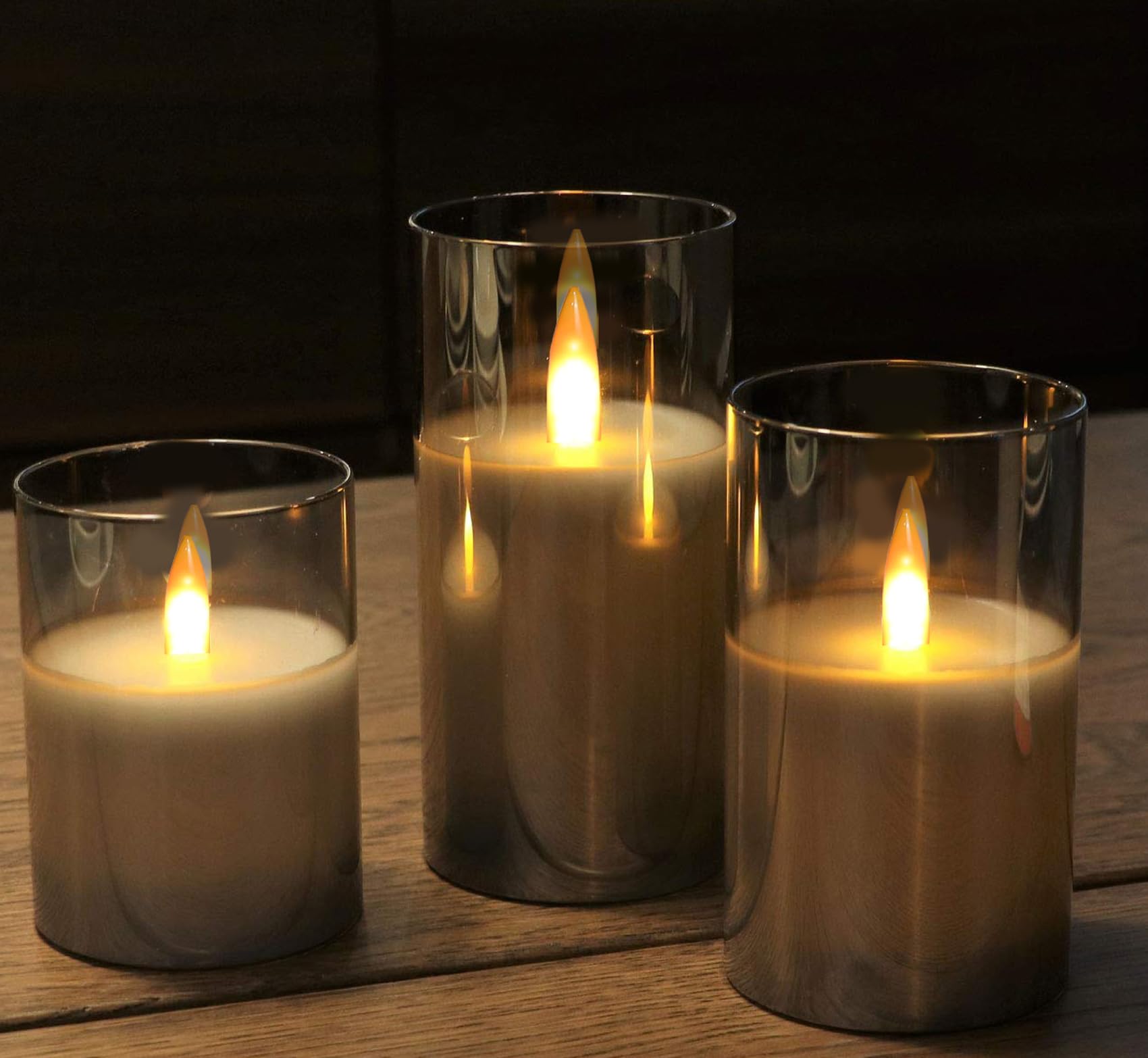 Kiexung Flameless Candles, Led Candles With Remote Control And Timer, New True Analog 3D Wick Battery Powered Acrylic Column Can