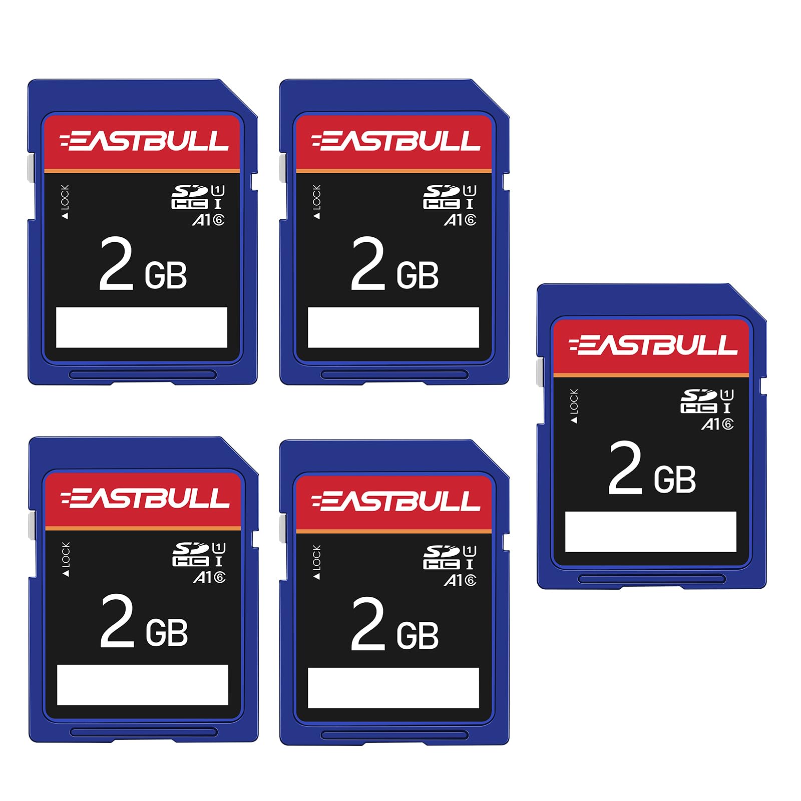 Eastbull 5 Pack Of Sd Card 2Gb Class 6 Sd Card U1 V30 Sdhc Memory Card 5 Pack For Camera, Full Hd Video, With 5 Mini Cases (2 Gb