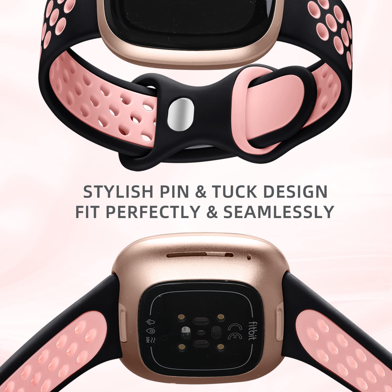 Maledan Cute Sport Band Compatible With Fitbit Versa 3/4 And Sense/Sense 2 - Waterproof Soft Strap Replacement For Smart Watch,