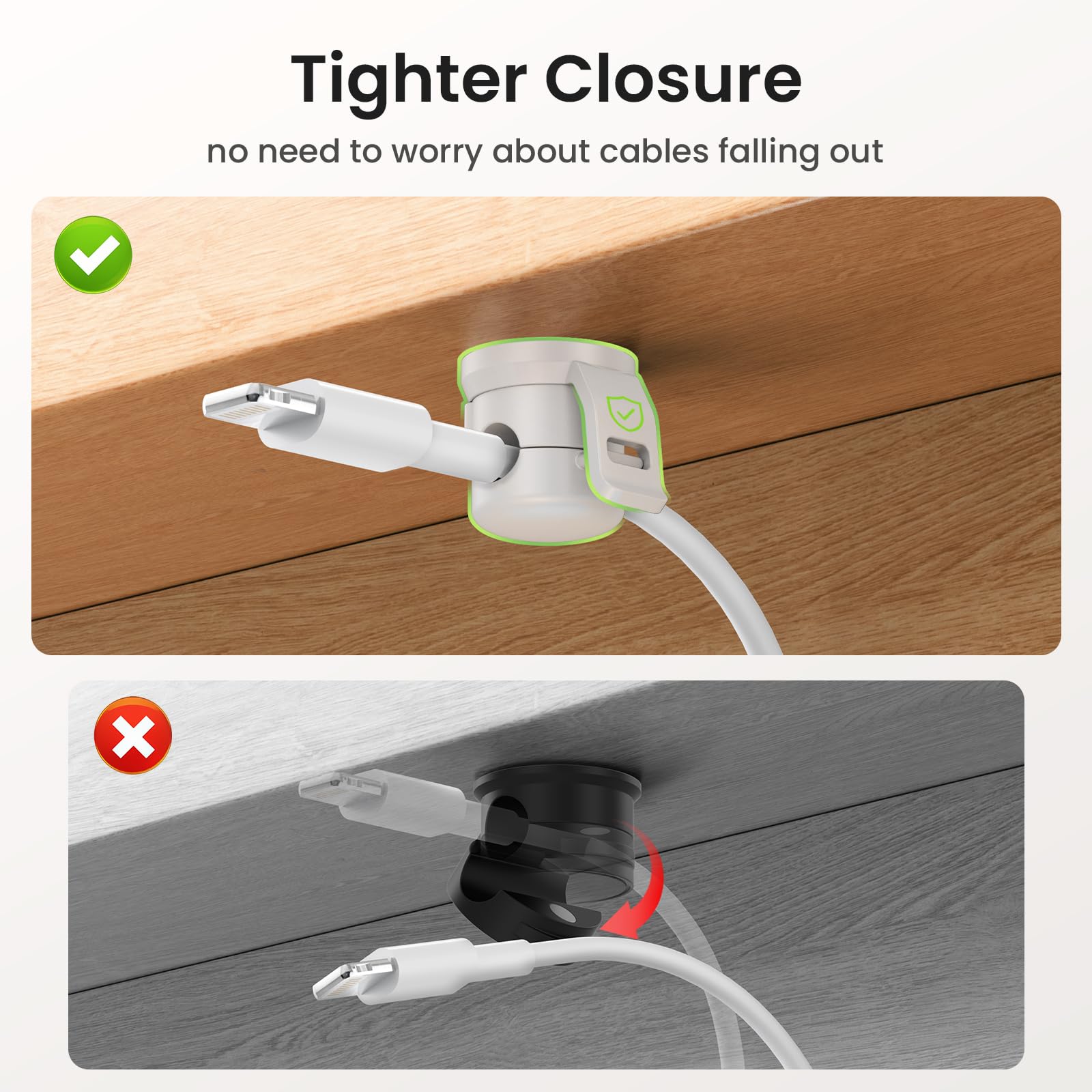 Lotuny Cable Clips 8 Pack Cord Holder For Nightstand [Cable Smooth Adjustable], Charging Cable Holders For Cords, Adhesive Wire