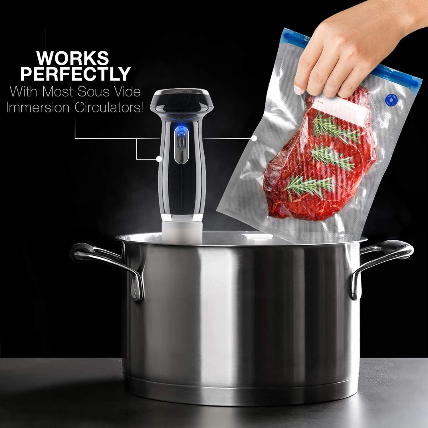 Vicarko 30 Vacuum Zipper Bags, Vacuum Sealer Bags, Food Storage, Reusable Bags, With Double Layers, Bpa Free, 1.4L, 8.5 X 8.5'