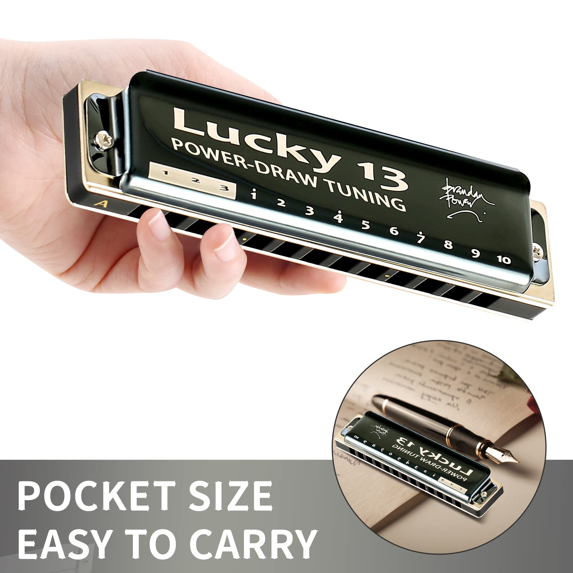 East Top Lucky 13 Bass Plus Blues Harmonica 13 Holes Diatonic Harp Mouth Organ Professional Musical Instruments Powerdraw A Key