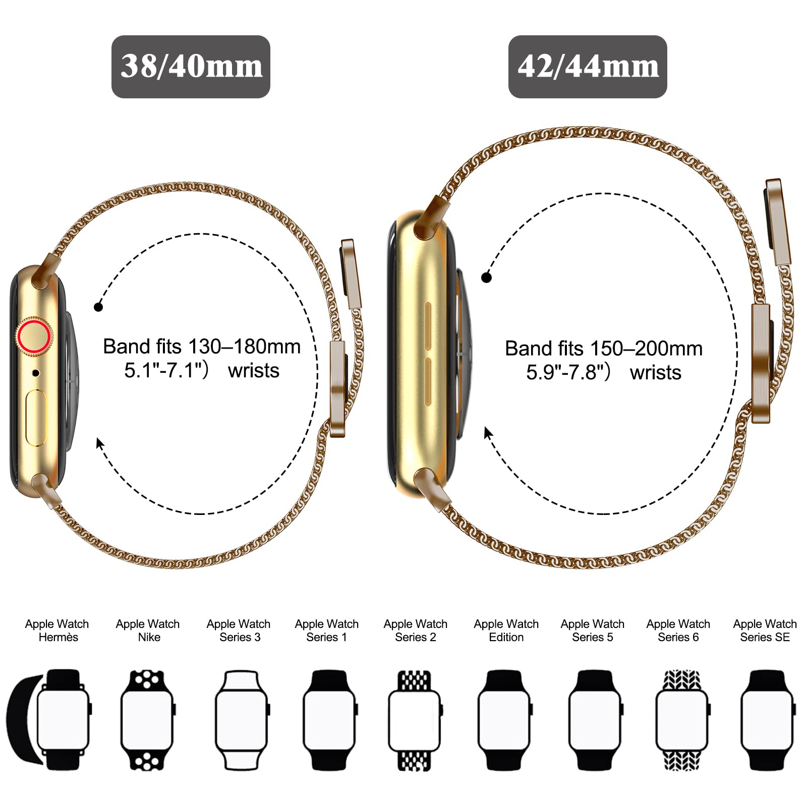 Geoumy Metal Magnetic Bands Compatible For Apple Watch Band 41Mm With Case, Stainless Steel Milanese Loop Replacement Strap Comp