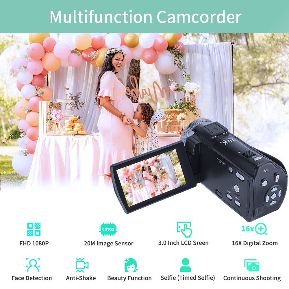 Ordro Camcorders Hdv V12 Hd 1080P Video Camera Recorder Infrared Night Vision Camera Camcorders With 16G Sd Card And 2 Batteries